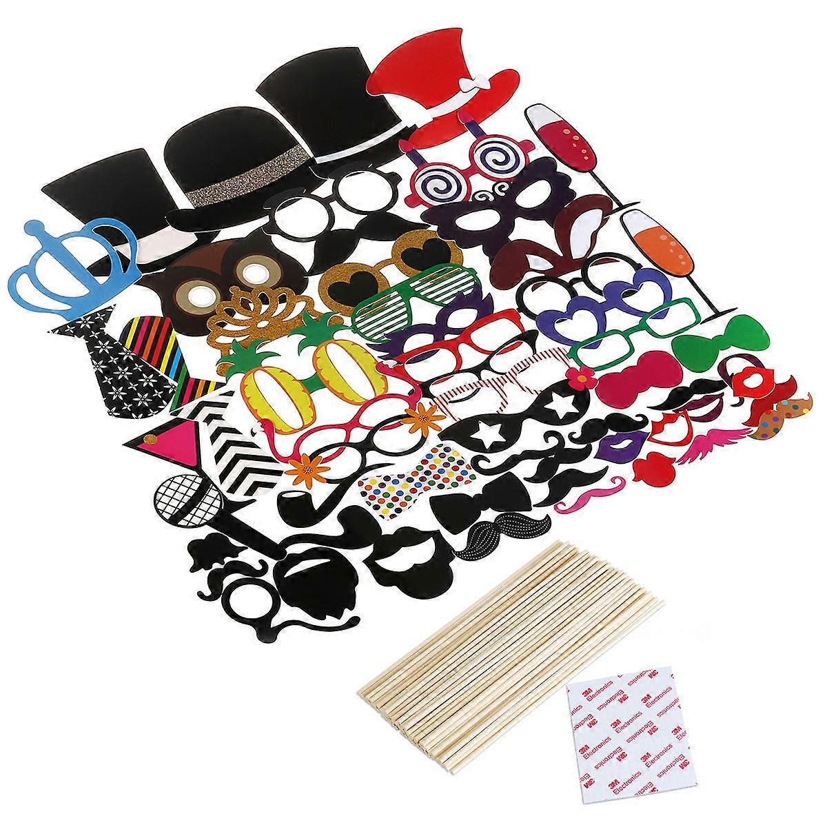 Tinksky Party Photo Booth Props Adult Funny Photo Props with 60Pcs