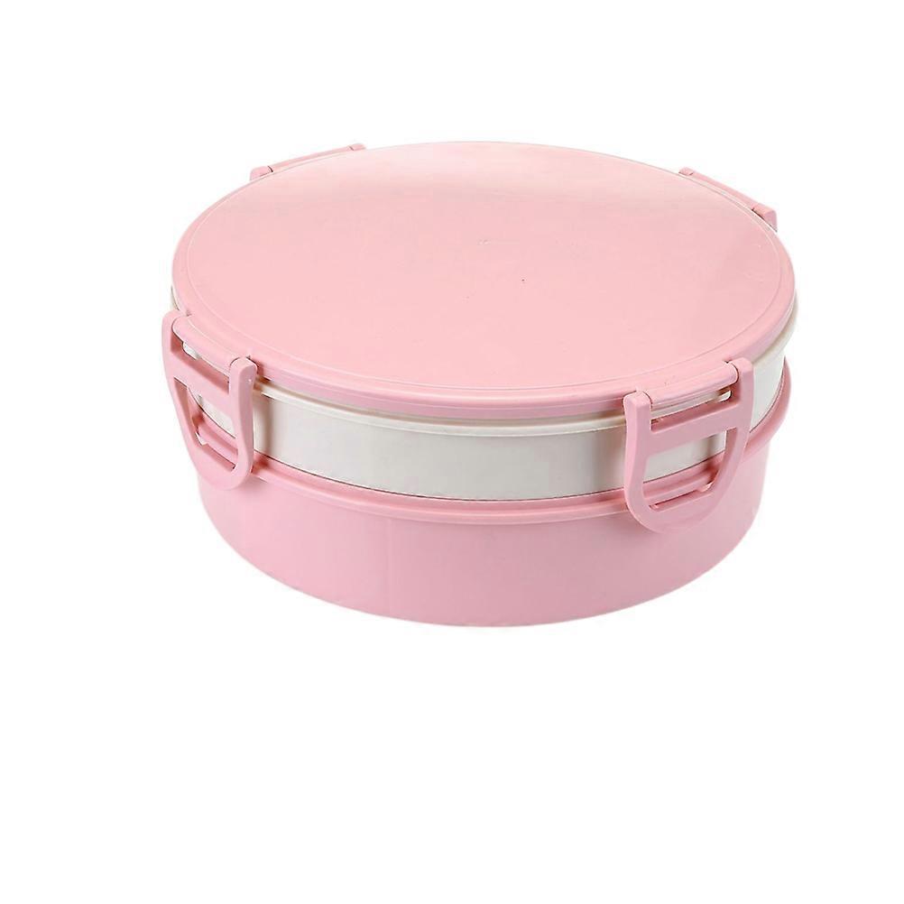 Fruit Plate Double Layer Serving Plate with Sealing Cover Pink