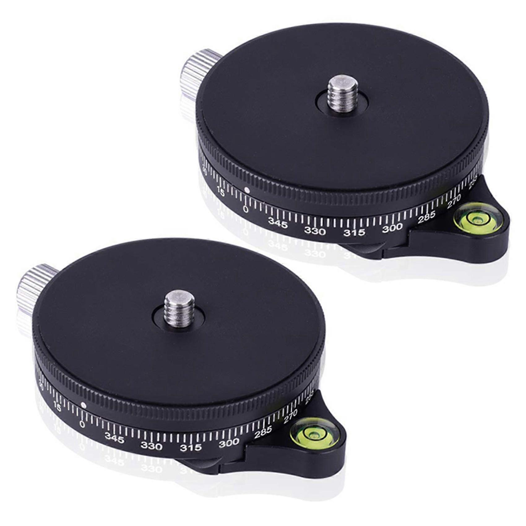 2X Camera Pan Base with Style Plate, 0.95cm Screw Aluminum Panoramic Ball Tripod Head with Bubble Le