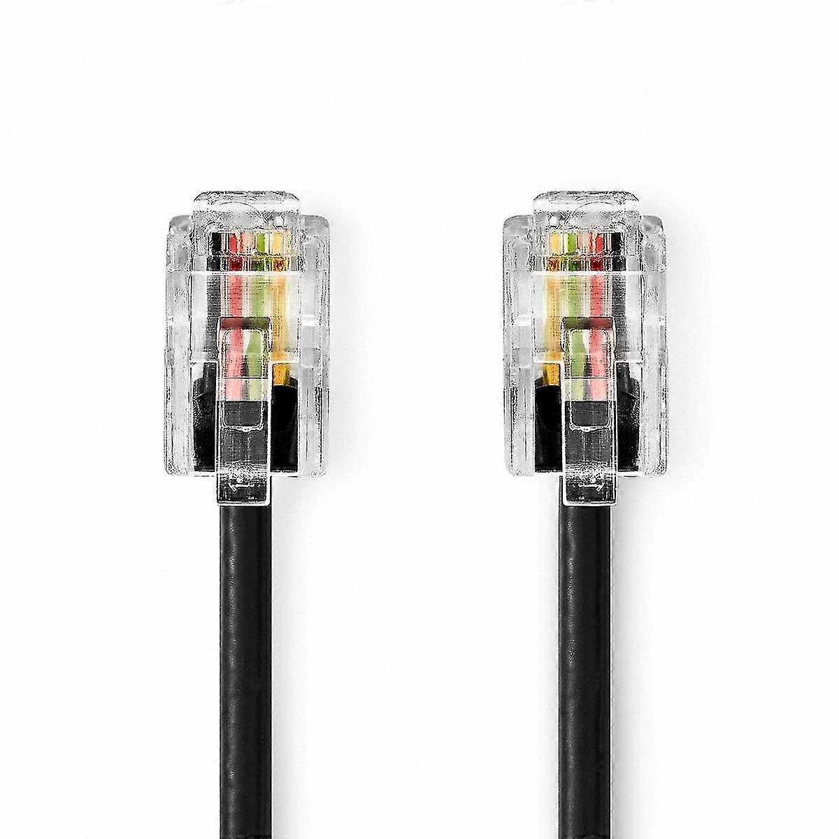 RJ10 to RJ10 Coiled Cable, 5m, Black, Spiral Design for Flexible Connectivity