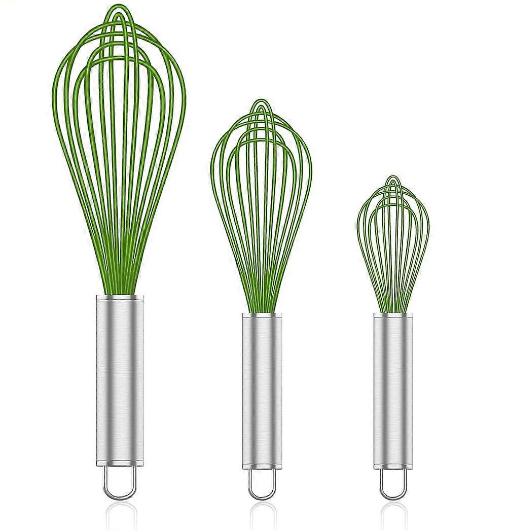 Silicone Whisk 1/2/3 Pack - Non-Scratch Stainless Steel & Silicone Wisk Set for Nonstick Cookware