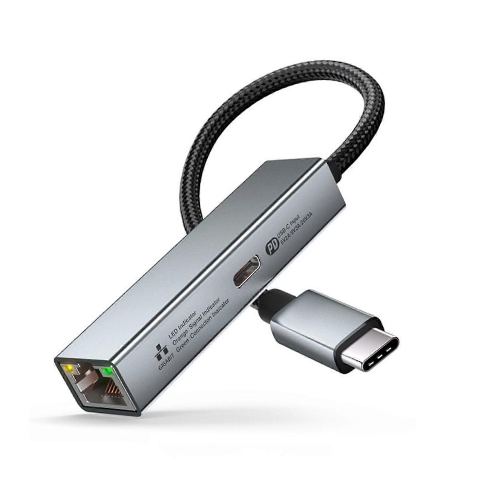 USB C To Ethernet Adapter Gigabit RJ45 1000 Mbps PD Compatible TypeC Network Adapter