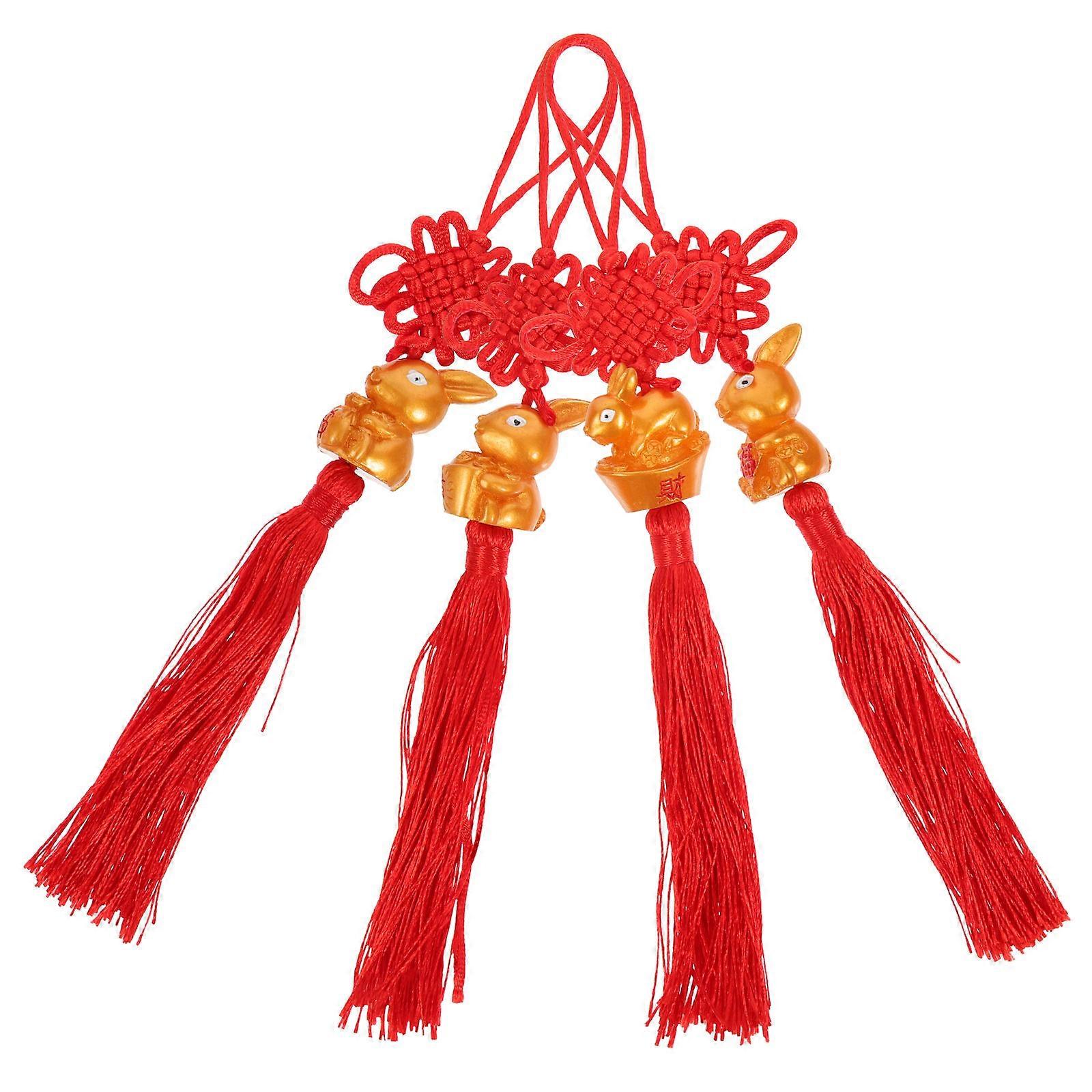 Festival Hanging Decor Rabbit Pendant for New Year Decoration 8Pcs Red