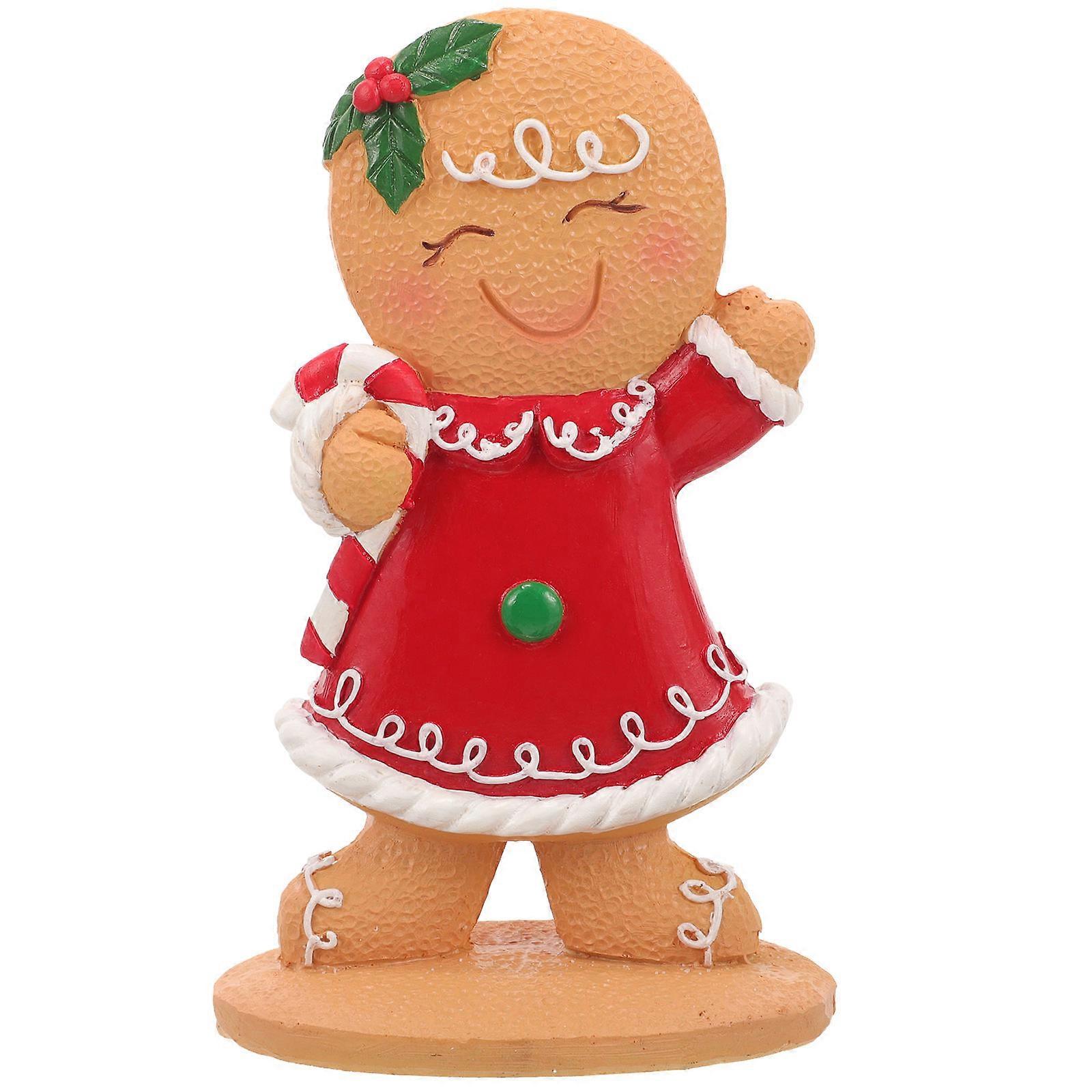 Resin Christmas Gingerbread Man Ornaments for Decor 4Pcs Xmas Table Display
