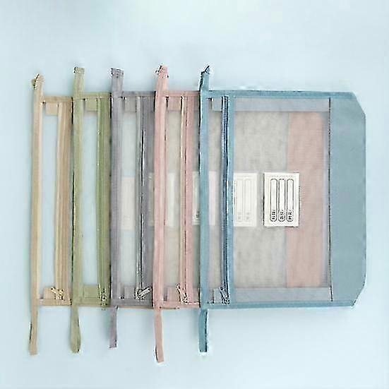 Transparent Mesh Document Organizer Pouch for Office School and Travel Use Nylon Zipper Bag for A4 Files and Supplies Storage Solution
