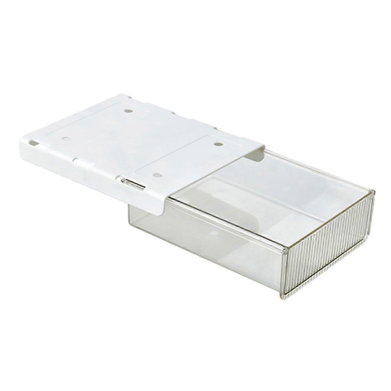 Under Desk Drawer Organizer Box, Transparent Small Desktop Storage, Hidden Storage, Chargers, Remote Controls, Makeup