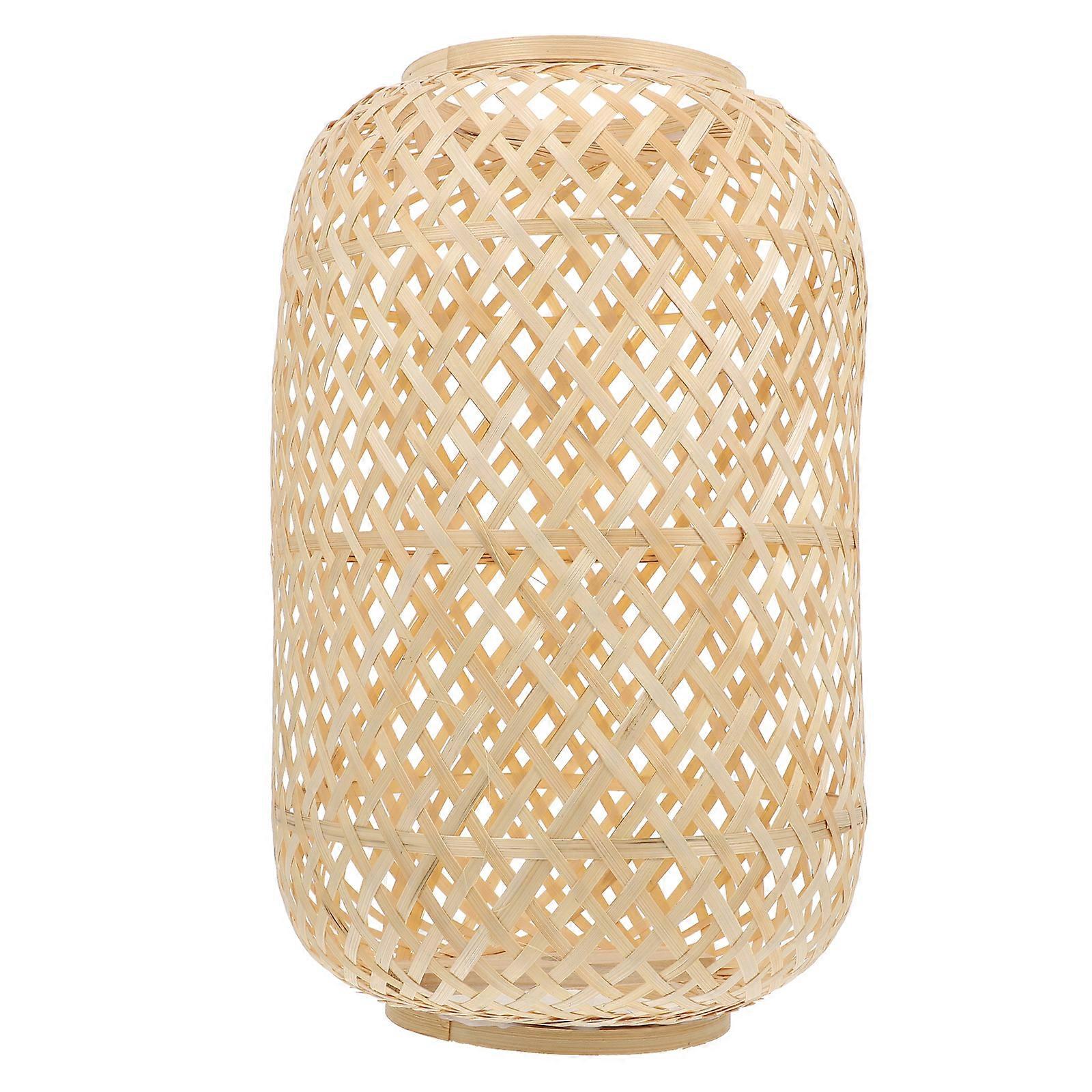 Woven Pendant Lamp Shade Rustic Ceiling Light Protector Hexagonal Round 20x20x30cm Khaki 1Pc