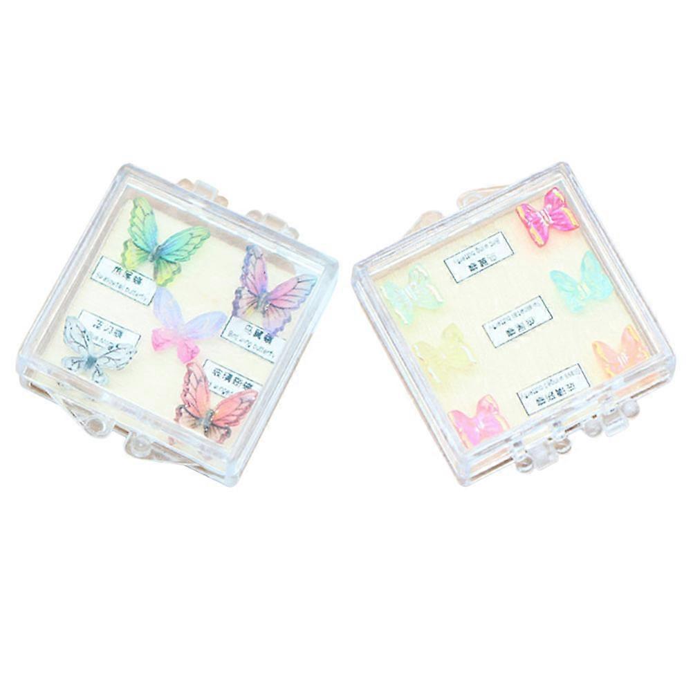 Micro Plastic Butterflies Miniature Ornaments Home Decor Square 10 Boxes