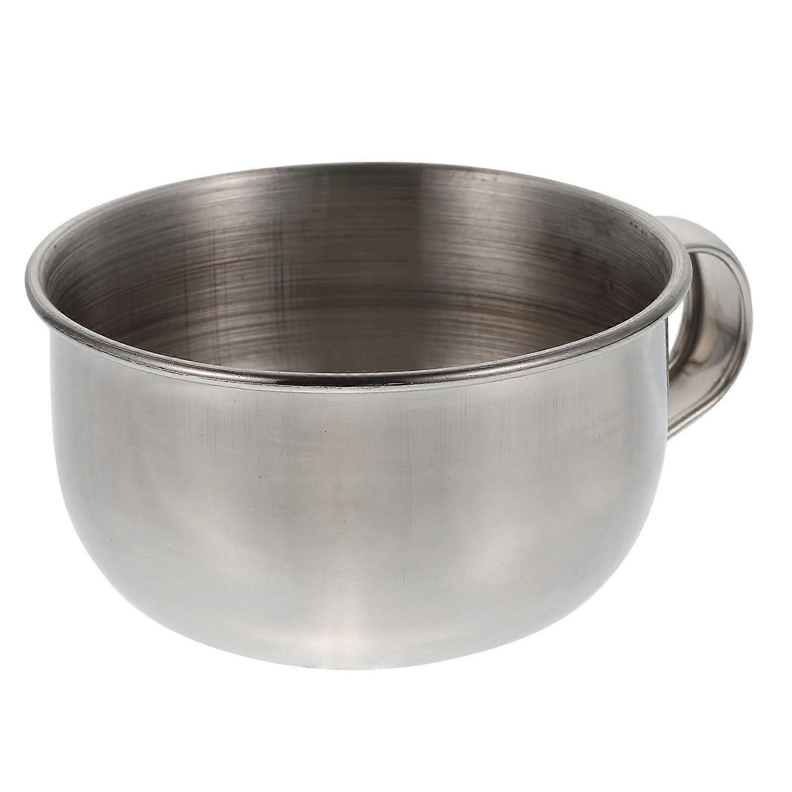 Simple Design Men's Shaving Bowl Stainless Steel with Handle 2Pcs