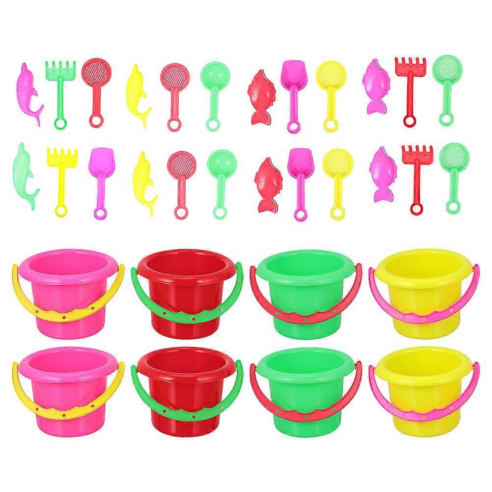 Beach Bucket Plaything for Kids 24Sets Cartoon Sand Dredging Toy for Playing