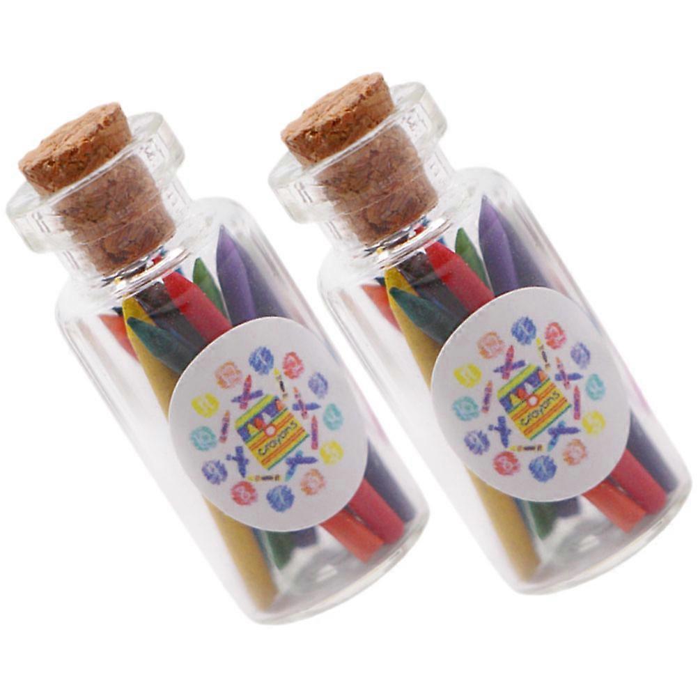 Colorful Mini House Crayons Model for Decorative Use 6Sets Bottled Crayons