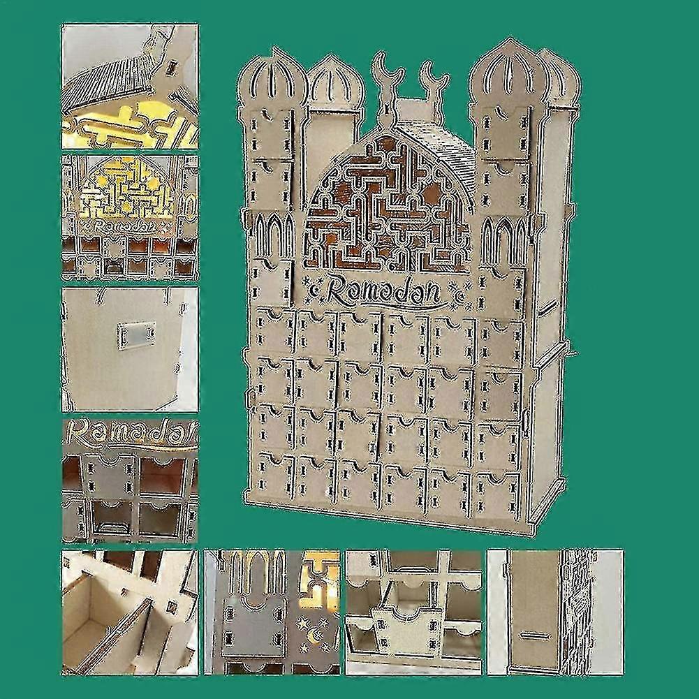 Ramadan Advent Calendar, Wooden Reusable Advent Calendar 30 Drawers, Eid Mubarak Decoration, R 2025