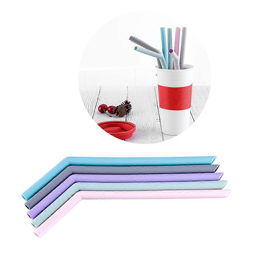 Silicone Straw Reusable Drinking Straws Tubes 8Pcs Set in Bright Colors