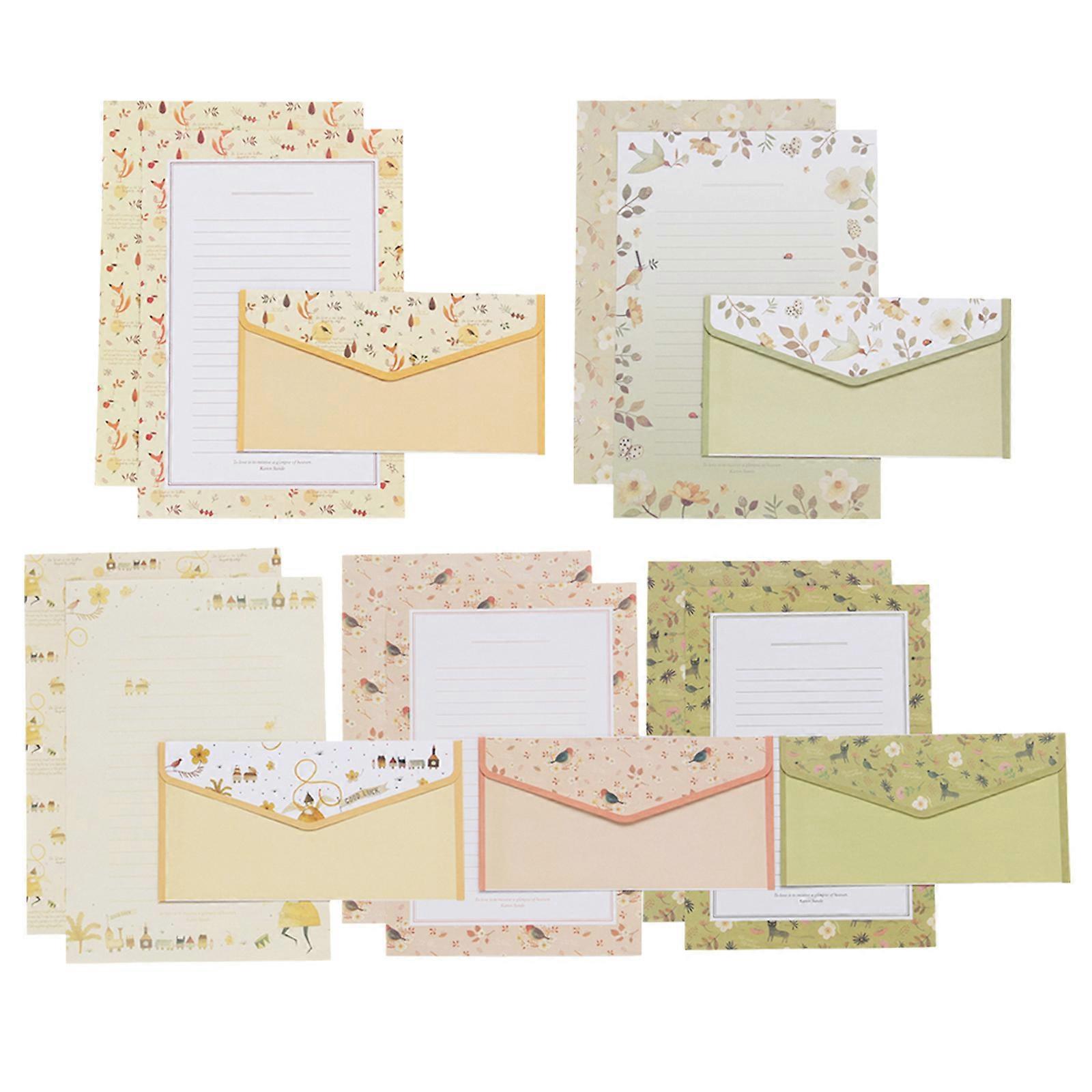 Beautiful Stationery Set Flower Printing Envelope and Letter Paper for School Correspondence DIY 45pcs