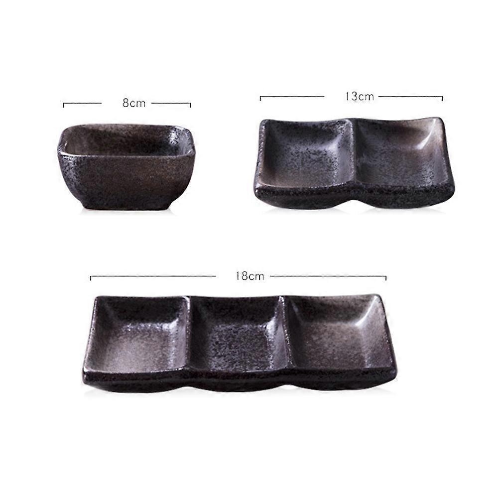 Ceramic Sauce Dishes 2Pcs Square Sauce Plates Designed For Families Suitable For Mealtime In Dark Brown Color For Holding Sauce