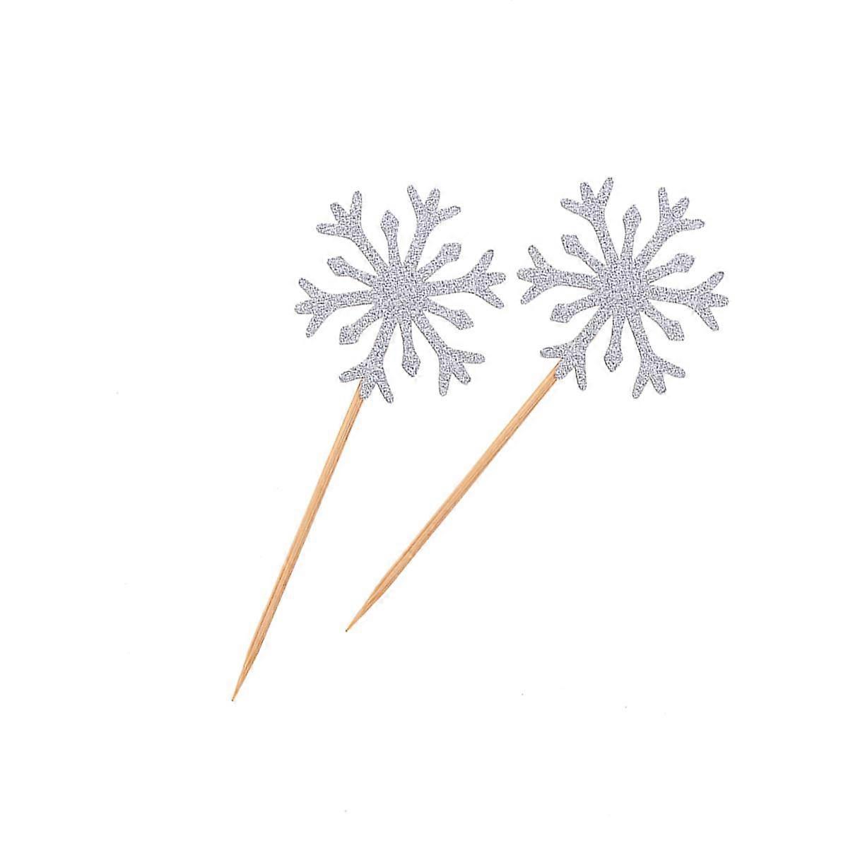 Multi Snowflake Cupcake Picks for Cupcake Decoration 5Pcs with Sticks