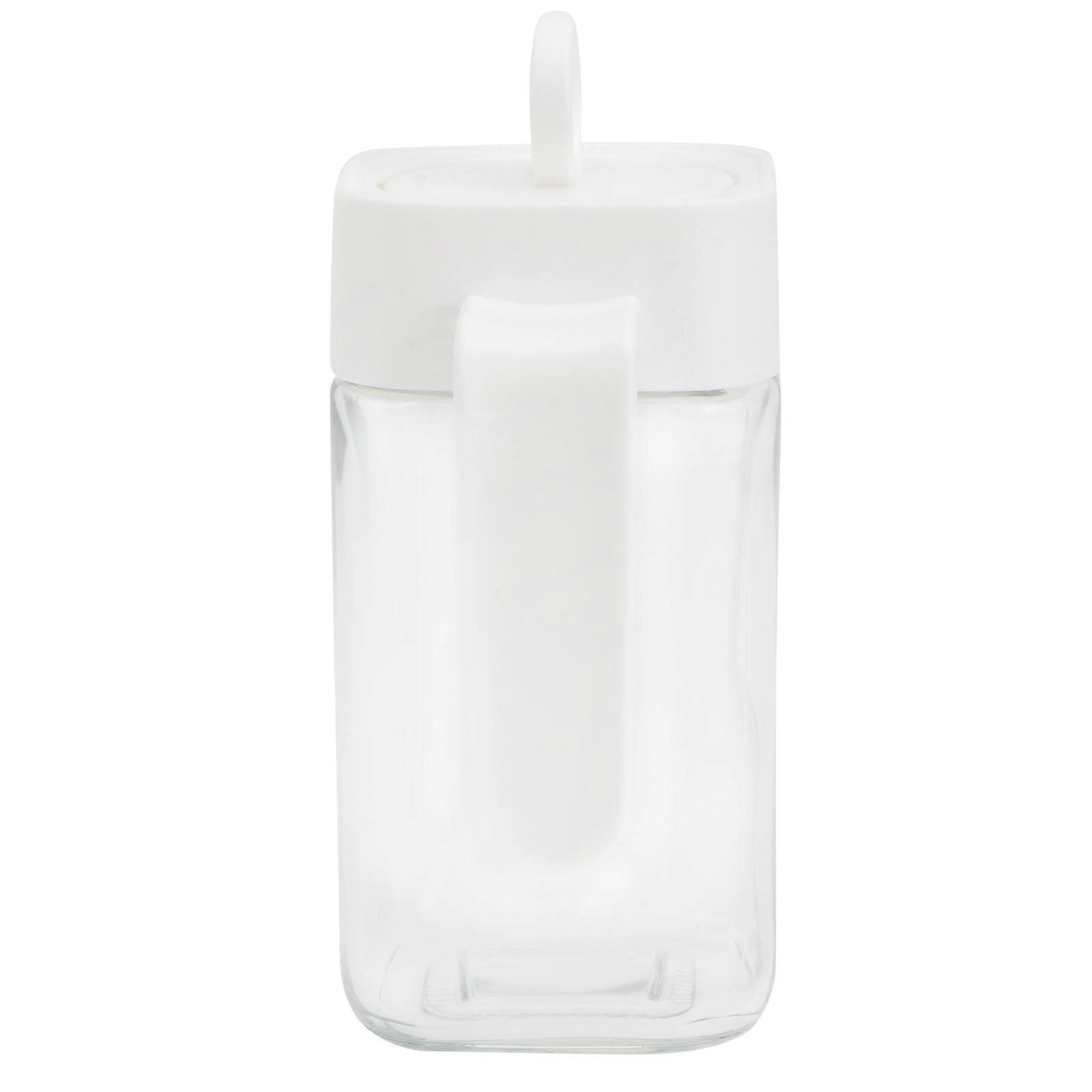 Condiments Jars 1Pcs Integrated Spoon-Cover Design Kitchen Appliances Rectangular White Seasoning Storage