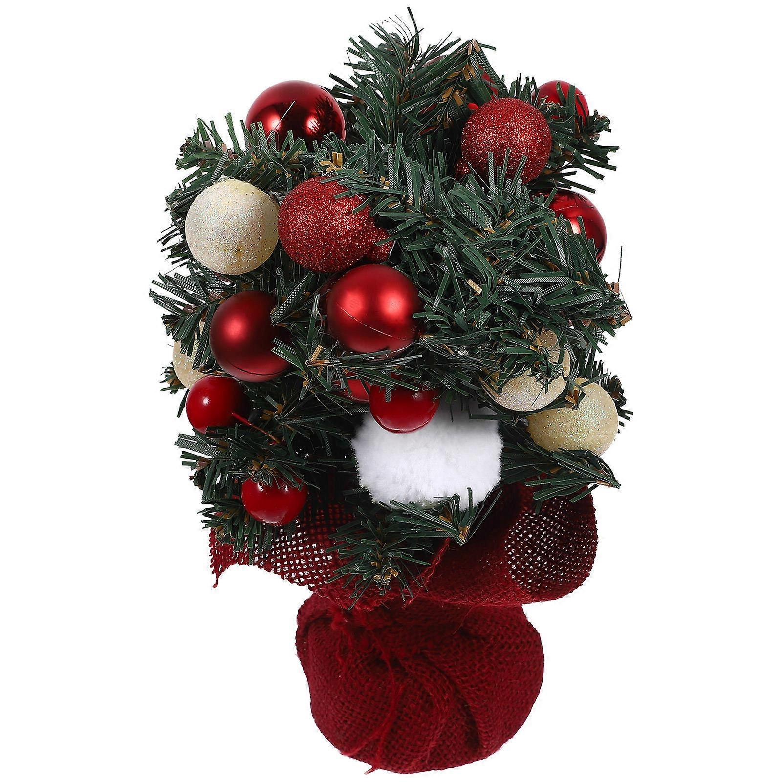 Xmas Tree Decor Mini Xmas Tree Ornament for Decor Use 2Pcs Wood Red