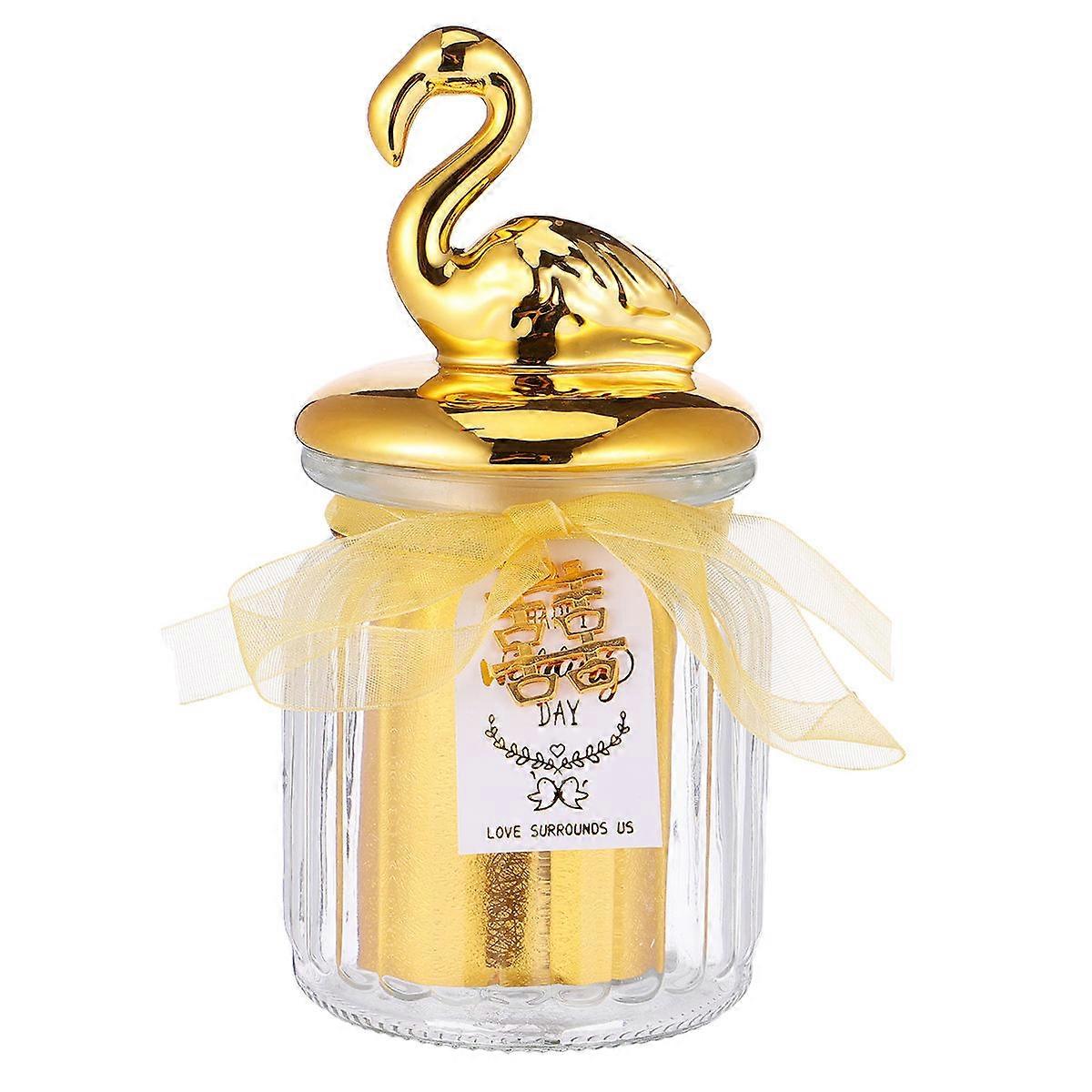 Golden Glass Candy Box for Storage 1Pcs Ceramic Wedding Jar Bottle