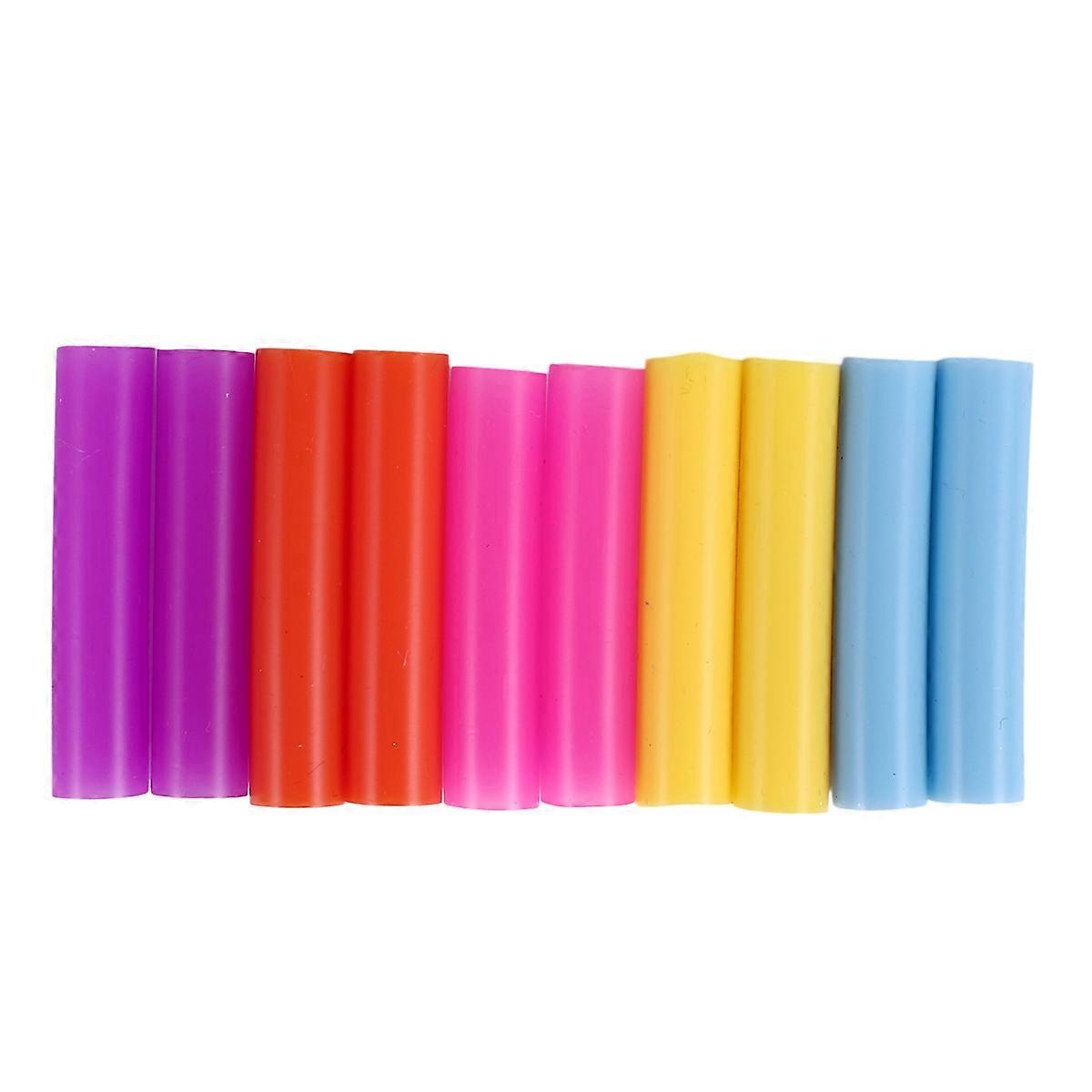 10pcs Assorted Colors Reusable Silicone Straws Tips Covers