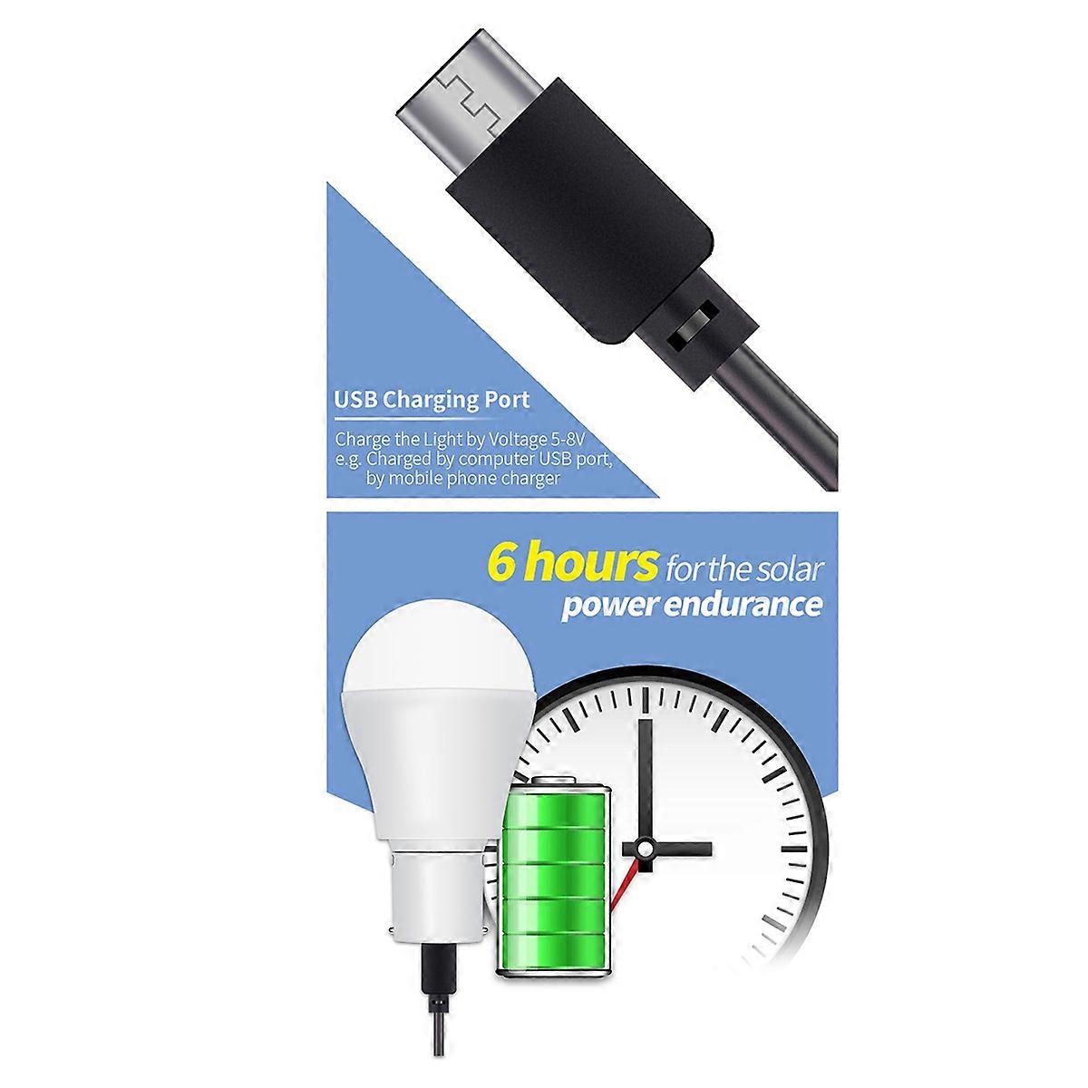 Portable Solar Light 15W Bulb LED Lamp USB Rechargeable Solar Light