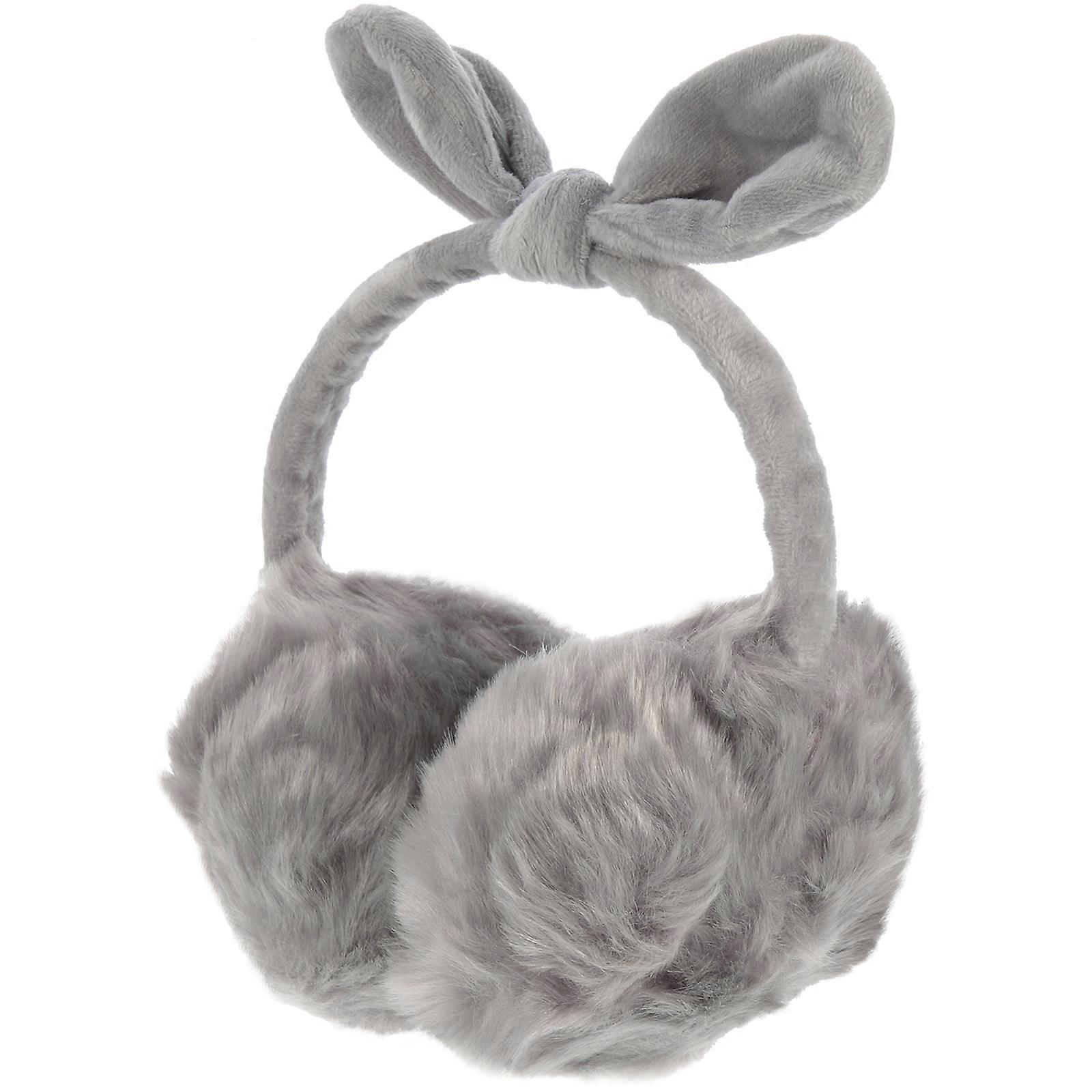 Plush Ear Warmers Bowknot Design for Ear Warming Grey Winter Use