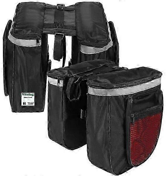 Dual bicycle bags, black, 4 compartments, waterproof with reflective elements_c*