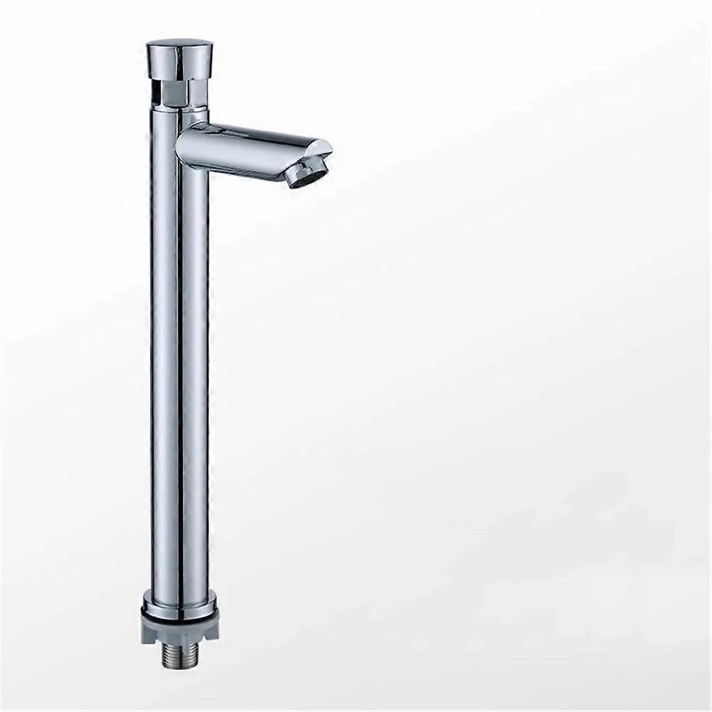Self Closing Faucet Chrome Plated WaterSaving Basin Tap Cold Faucet With Delay Push Button Tall A