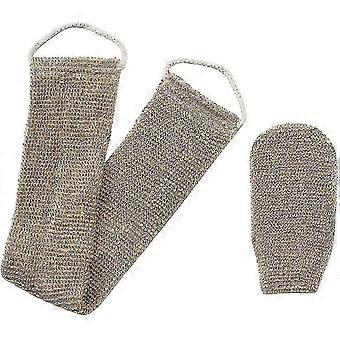 Horsehair Back Scrubber Glove for Exfoliation & Washing, 2-Pack