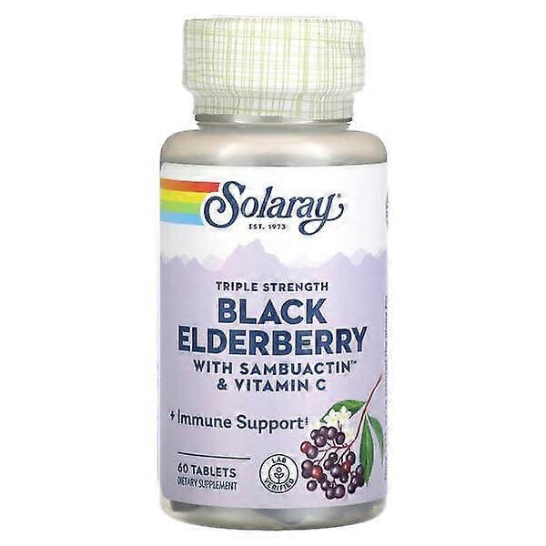 Solaray, Triple Strength Black Elderberry With Sambuactin & Vitamin C, 60 Tablets