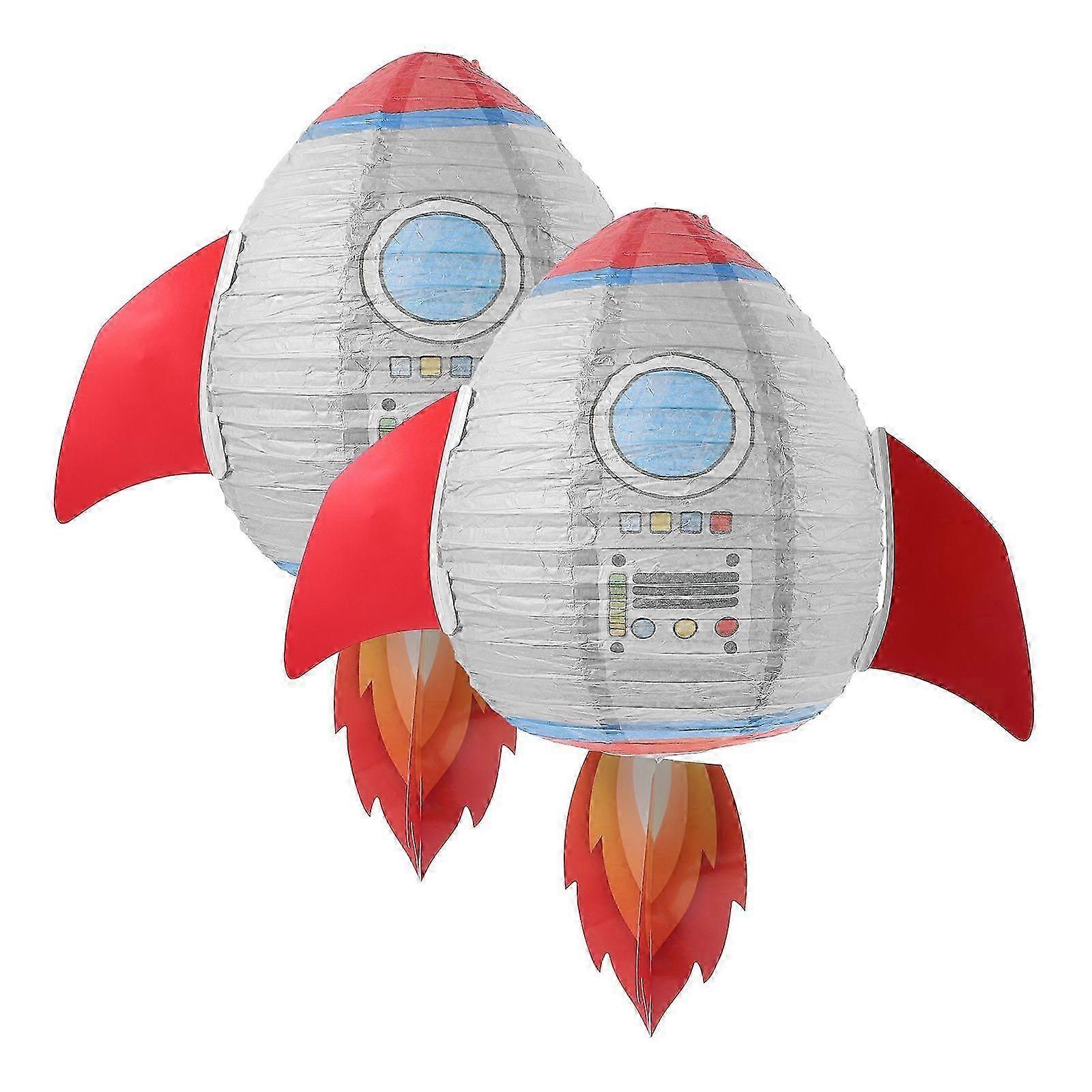 2pcs Space Theme Shaped Lantern Rocket Shape Paper Lantern Party Paper Lantern Decor
