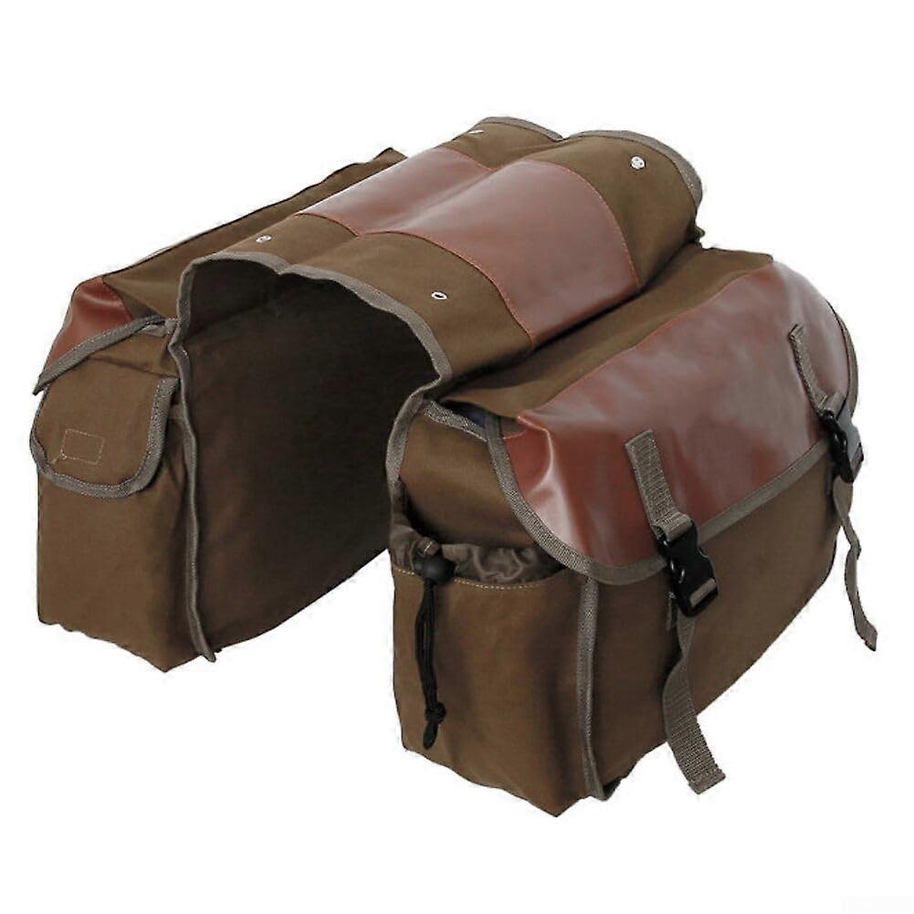 Canvas Rear Rack Bike Bag Durable For Commuting And Travel, Large Storage, Vintage Camel Style, Organized Compartments