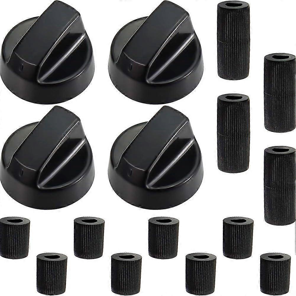 4 Piece Knob Switch Replacement Set for Oven and Stove  6mm and 8mm Inner Diameter, Black