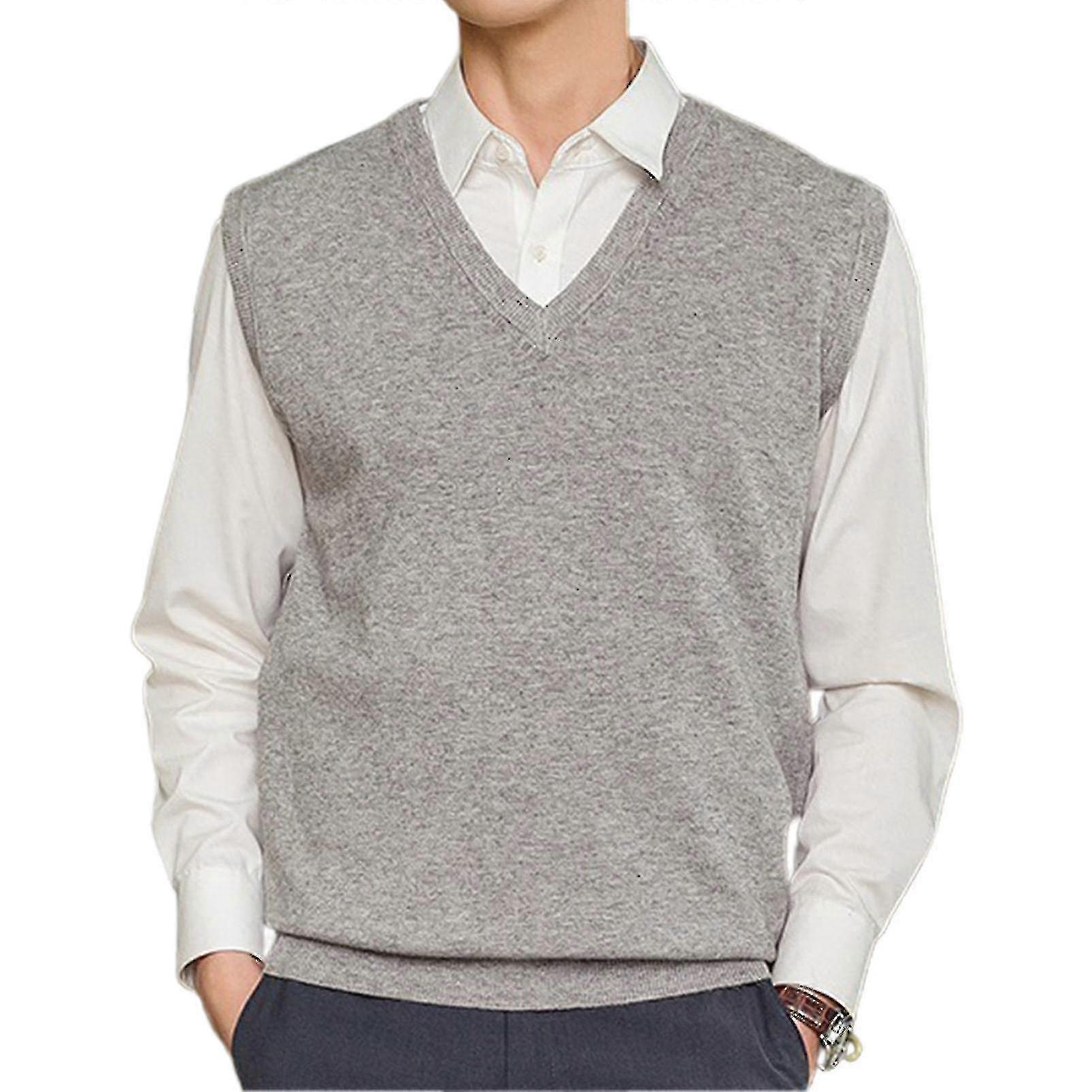 Kolsuz Gevşek Sıcak Kazak Yelek Erkekler V Yaka Kazak Yelek