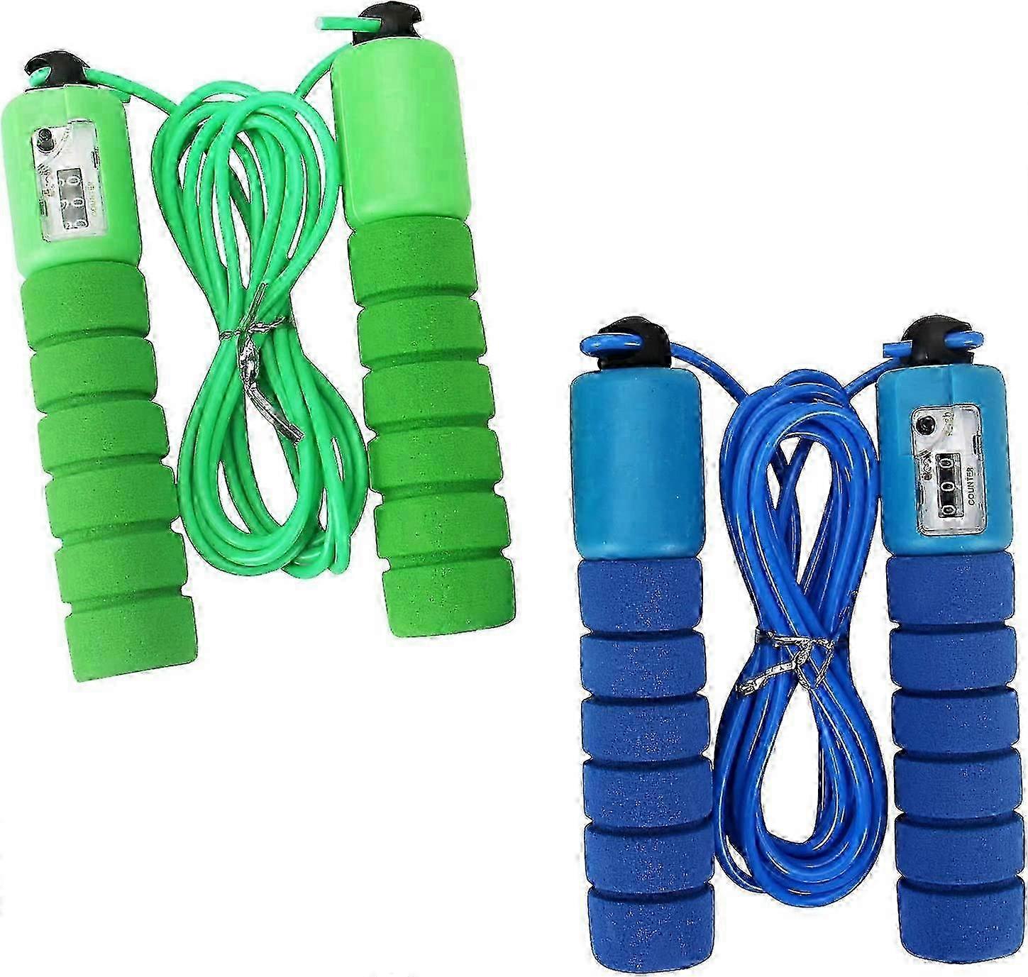 Adjustable Children Jump Rope with Counter, Green+Blue