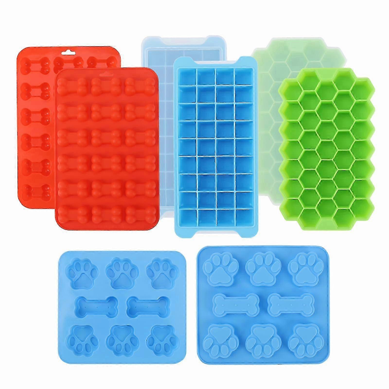 Silicone Ice Cube Tray Set with 8 Shapes for Creative Beverages - 25-26 Seconds Fast Freezing Time