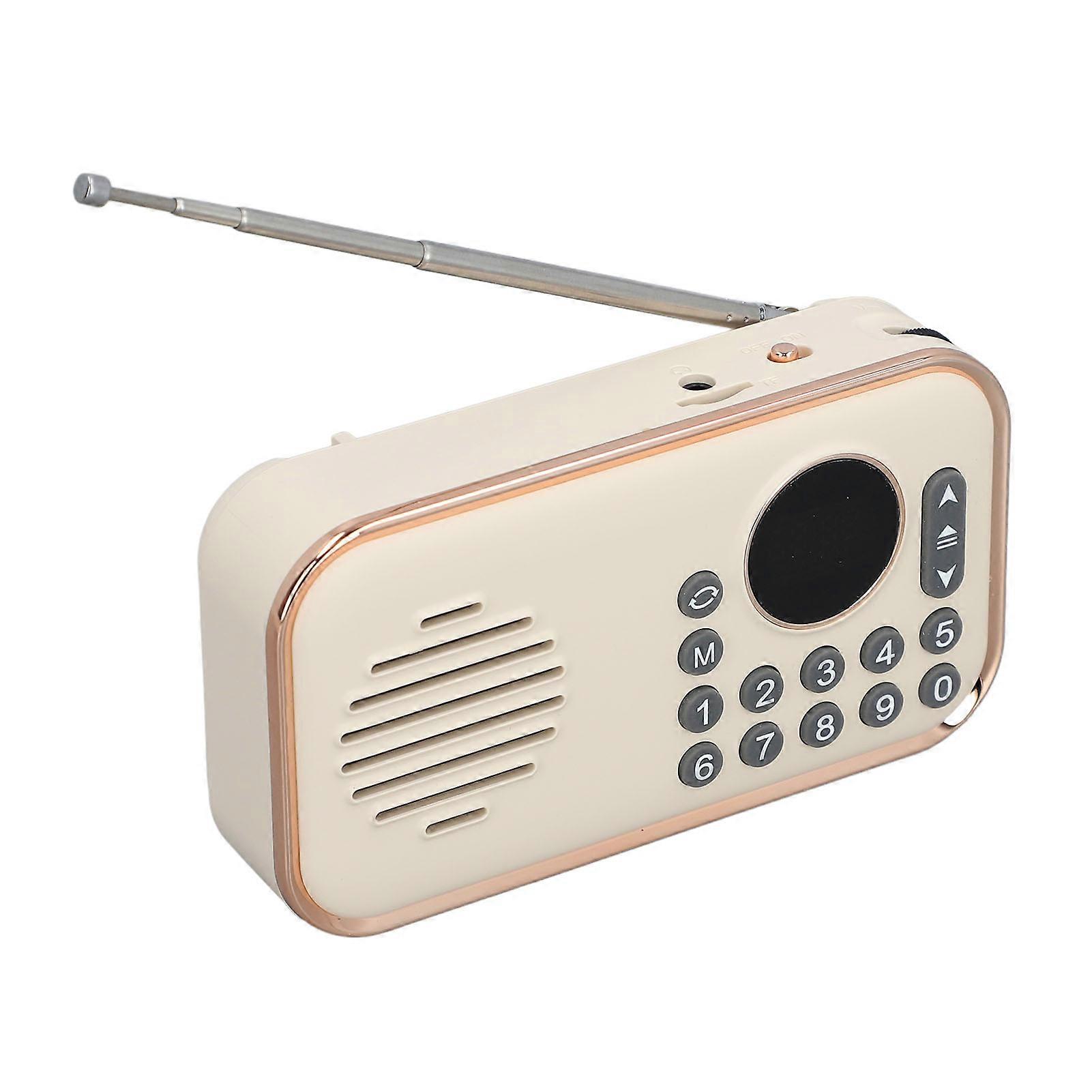 Bluetooth Speaker Radio Portable Bluetooth Memory Card U Disk MP3 FM Radio Music Player Beige 