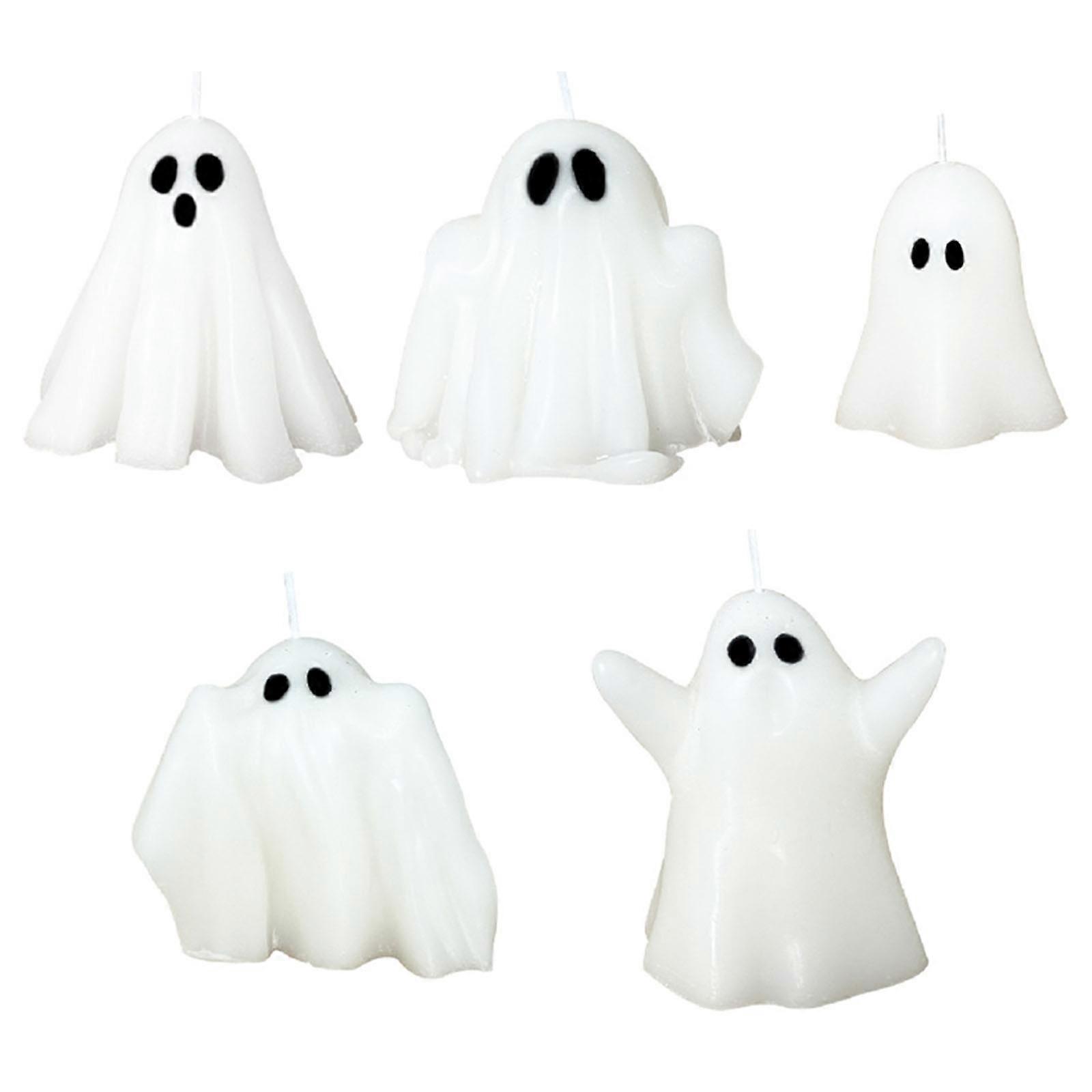 Pack Of 5 Ghostly Halloween Scented Candle Set Decorative Accessories For Home Parties And Special Event Multicolor