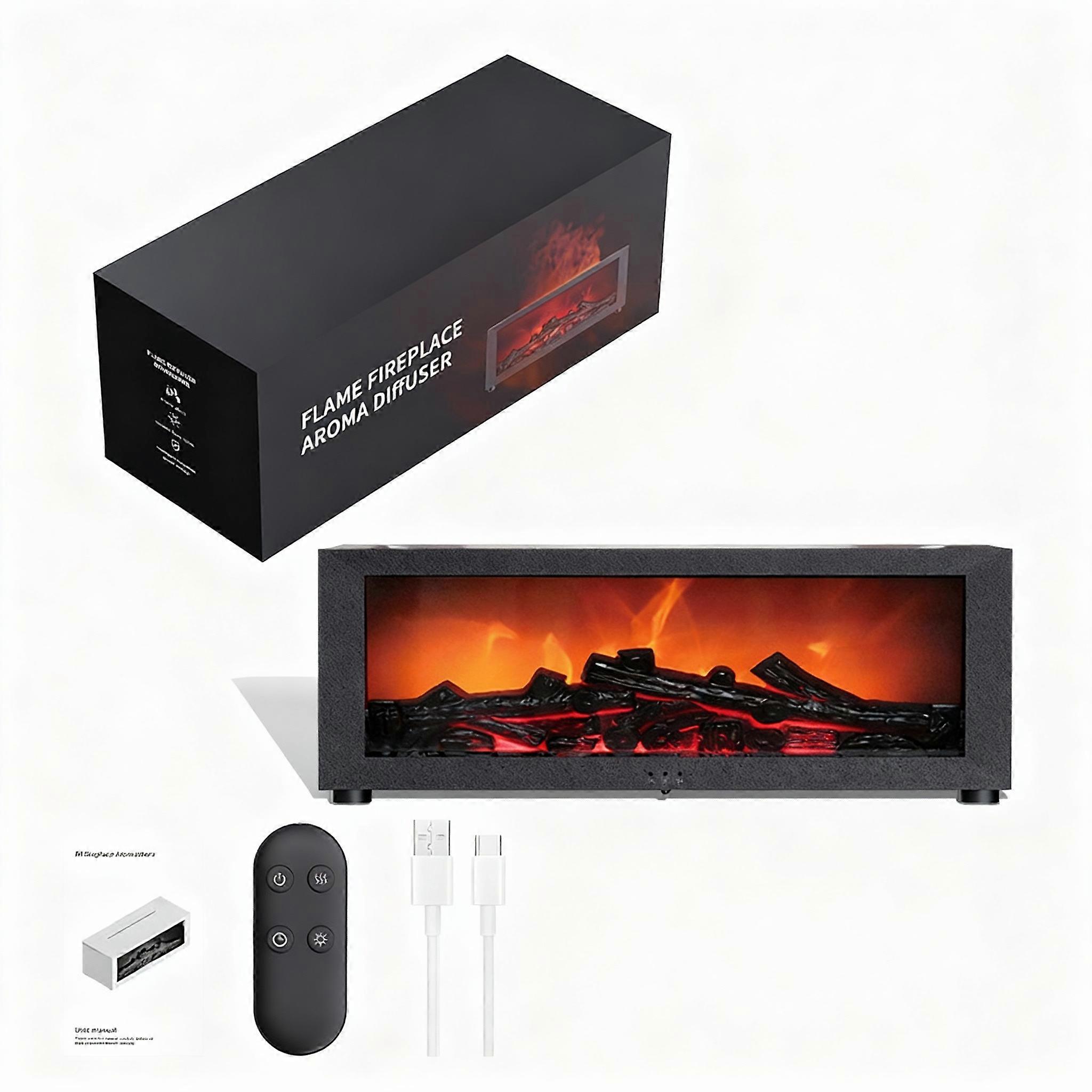 Desktop Simulation Fireplace Flame Aromatherapy Machine Ultrasonic Timer Aromatherapy Diffuser