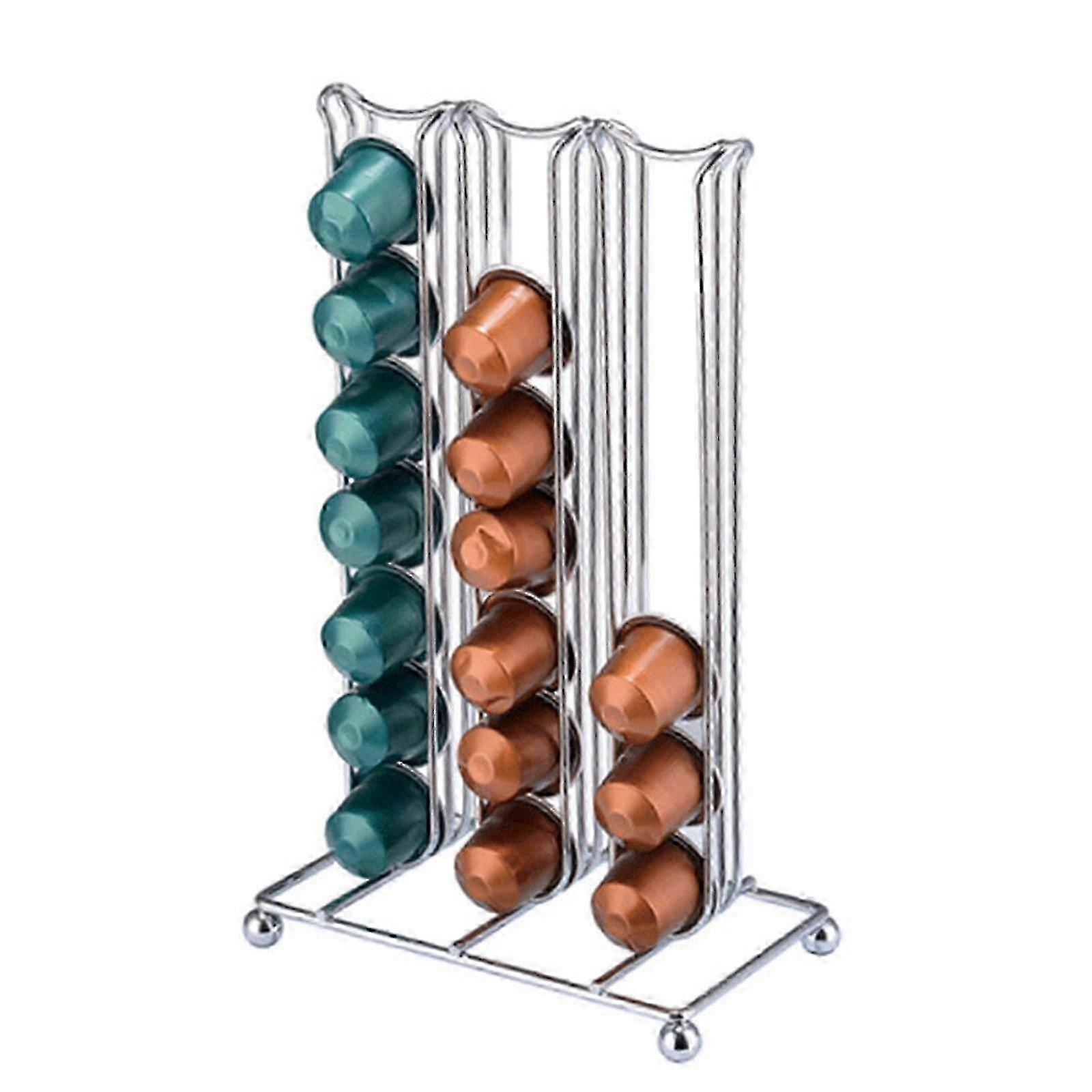 Coffee Capsule Storage Rack - Silver Metal Double Side Display with  Pod Holders for Coffee Lovers