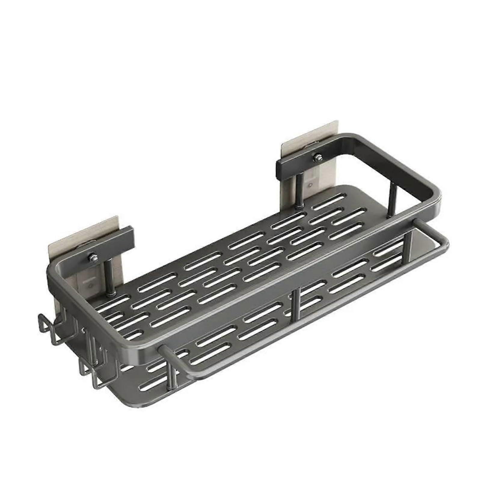 WallMounted Shower Shelf For WC Shampoo Organizer Gray NoDrill Wall Mount Corner Shelf Shower Holder