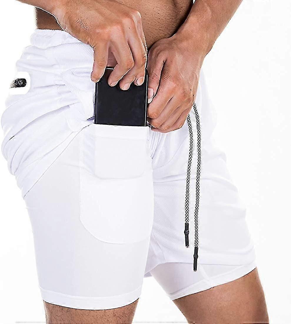 Mens 2 Σε 1 τρέξιμο αθλητικά σορτς ελαφρύ γυμναστήριο προπόνηση γρήγορα ξηρό