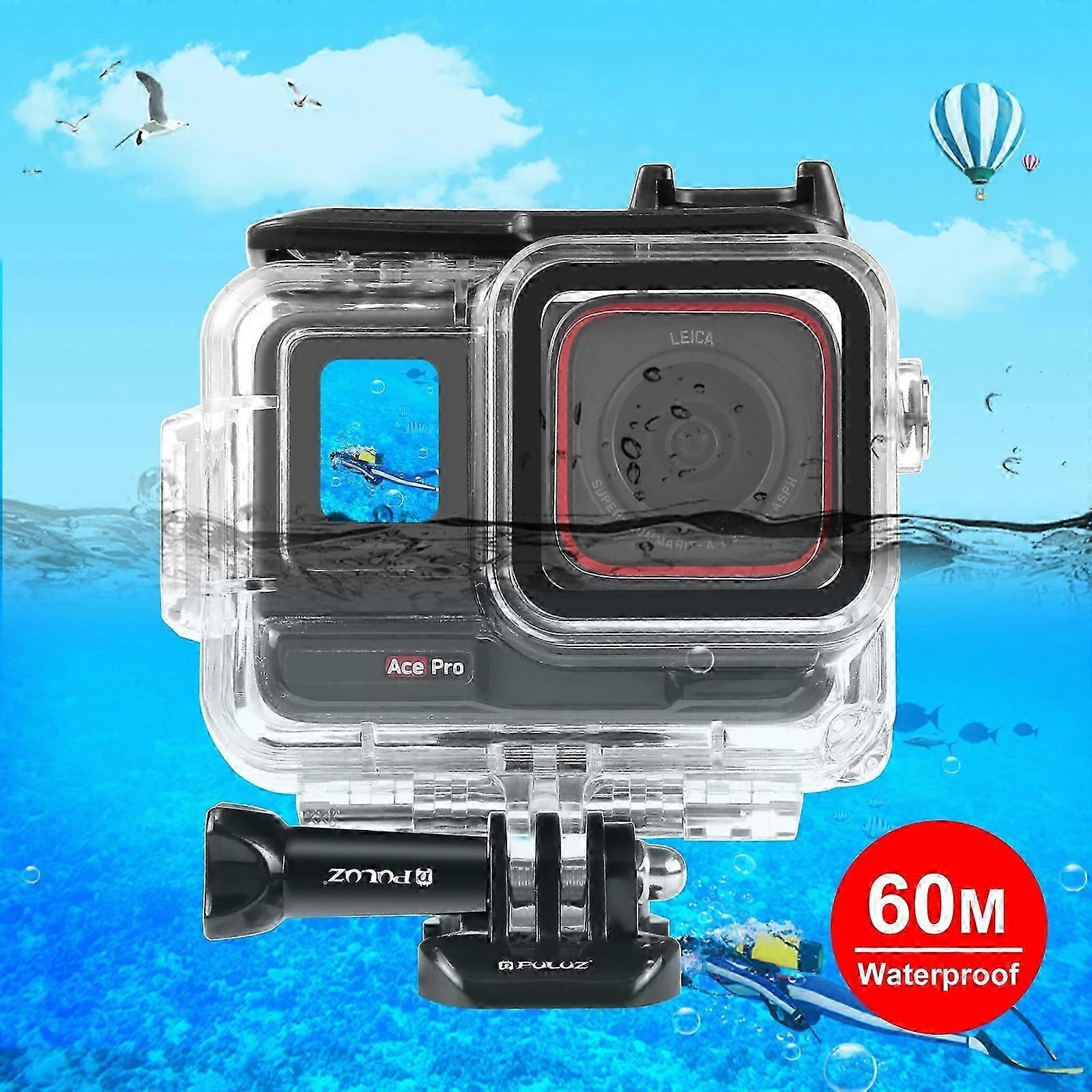 For Insta360 Ace Pro / Pro 2 PULUZ 60m Underwater Waterproof Housing Case with Base Adapter & Screw (Transparent)_yyc