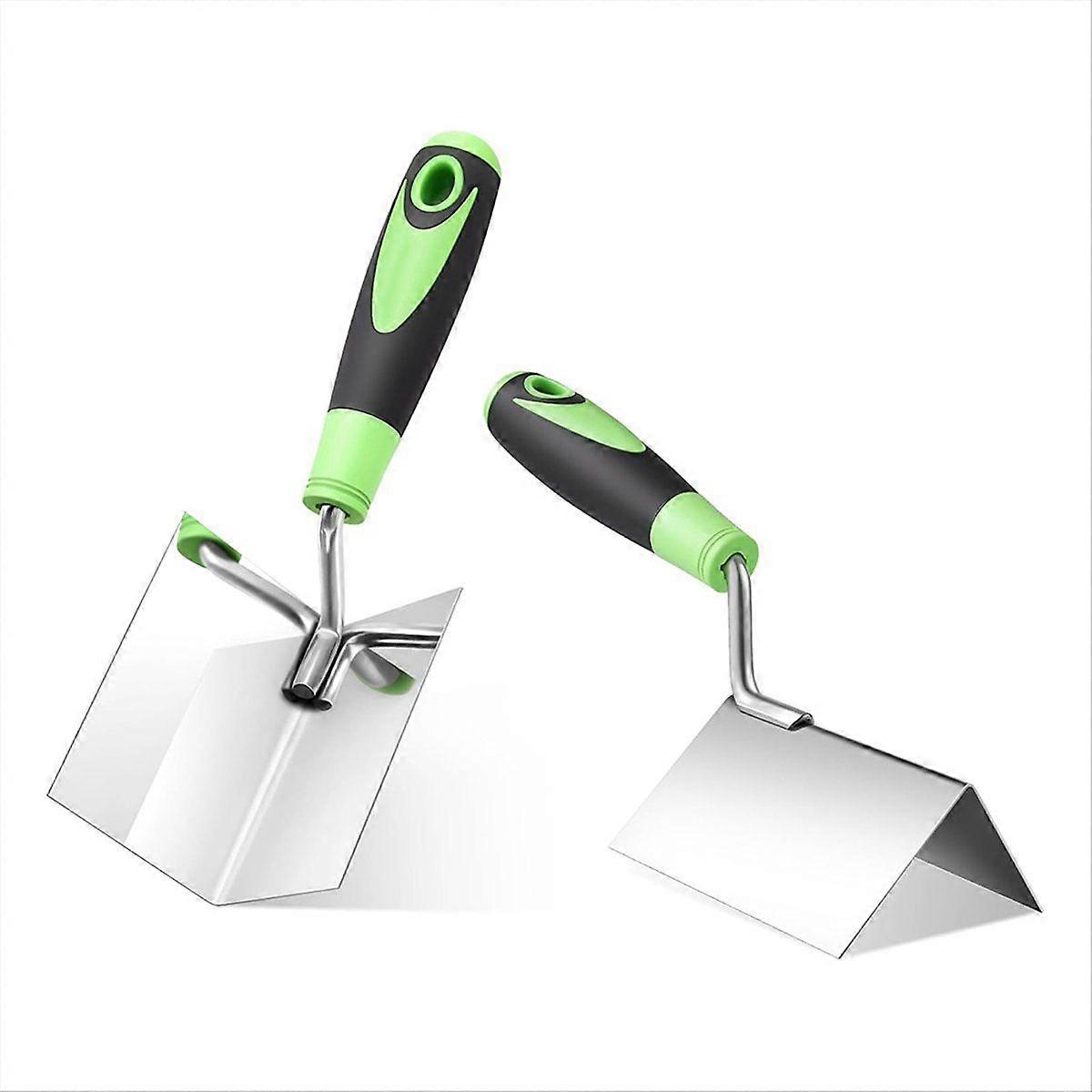 2 PCS Drywall Corner Tool Set, Stainless Steel Sheetrock External Corner Trowel & Internal Corner T