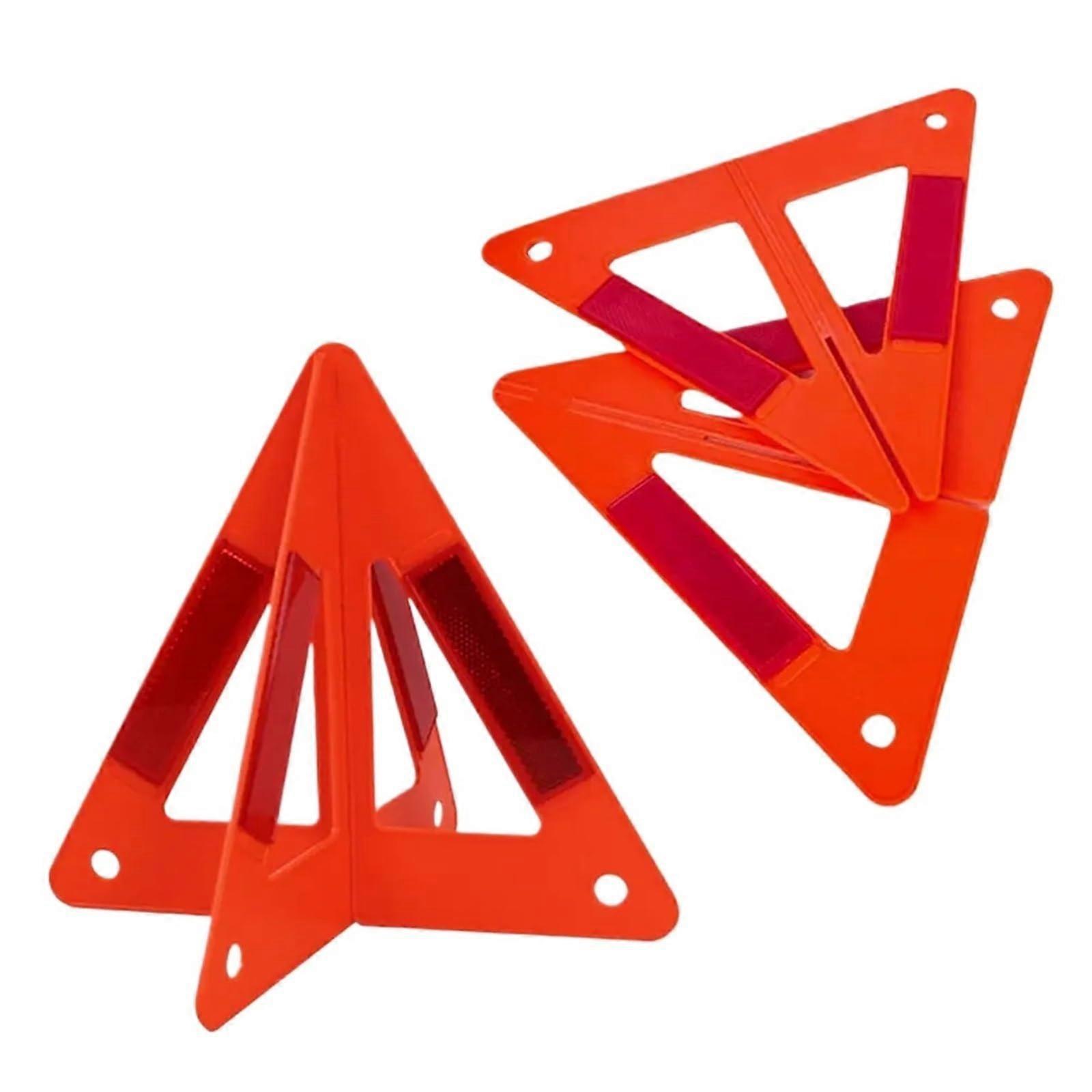Car Triangle Tripod 4Piece Emergency Warning Triangle Set Reflective Symbol NonSlip Foldable For Car