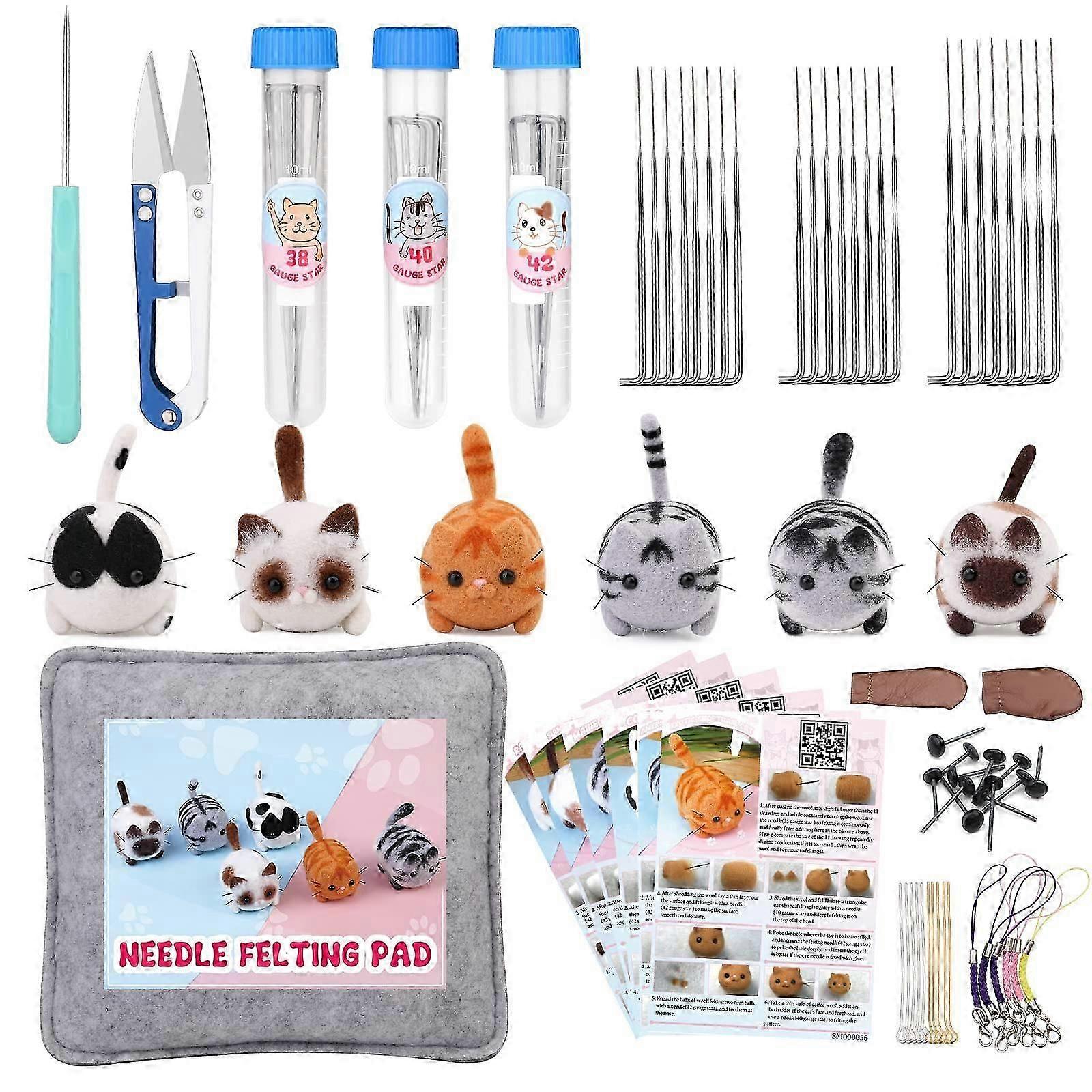 Dry Felting Starter Set, Wool Felt Tools with Felting Instructions, Needle Felting Set for DIY Crafts 6pcs1