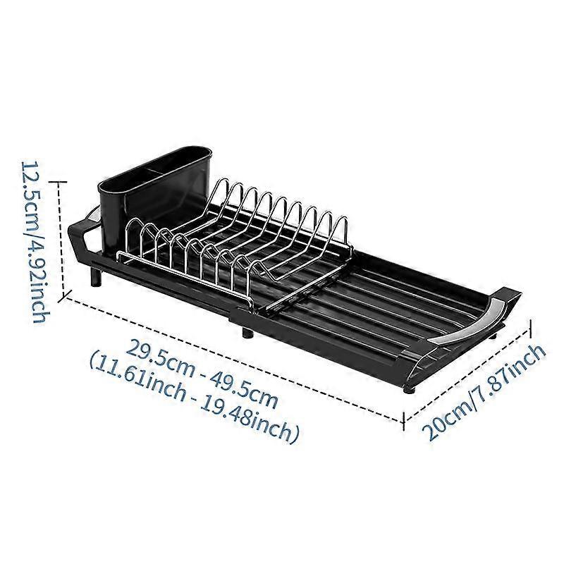Compact Kitchen Dish Drying Rack Multifunctional Countertop Utensil Holder Extendable Sink Storage Basket