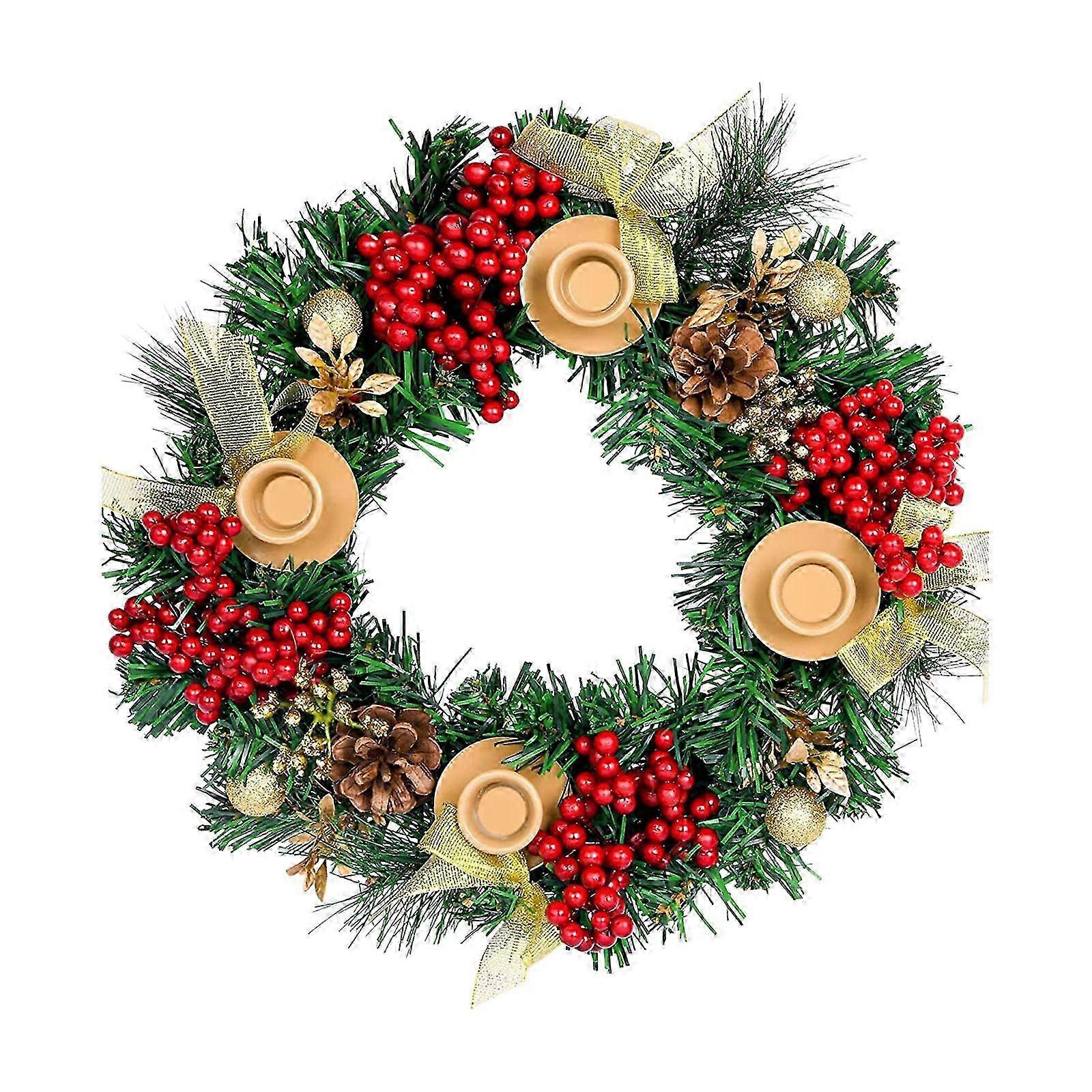 Advent Candlestick Wreath with Pine Cones for Festive Season