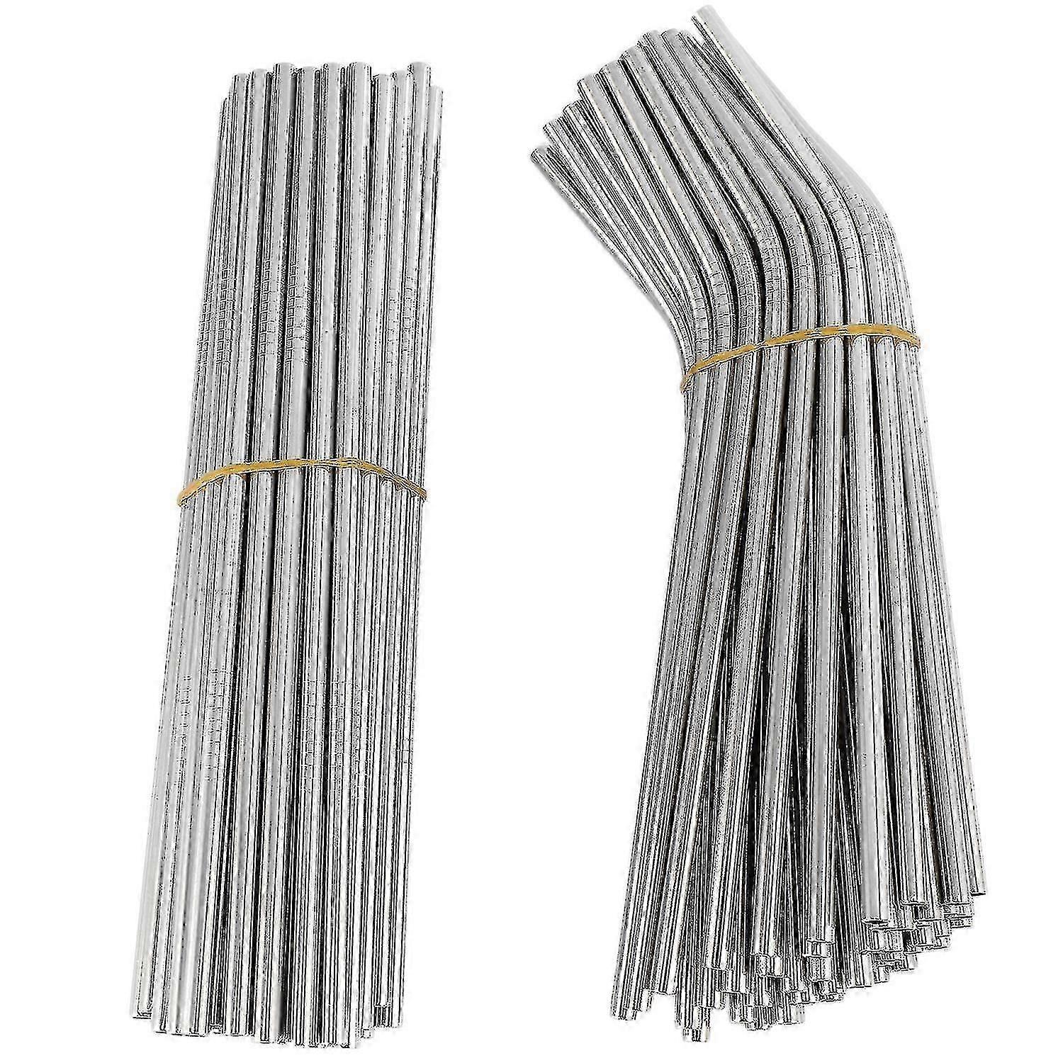 100pcs再利用可能なステンレス鋼の飲用ストロー215mmの長さ6mm直径湾曲した金属ストロー環境にやさしい