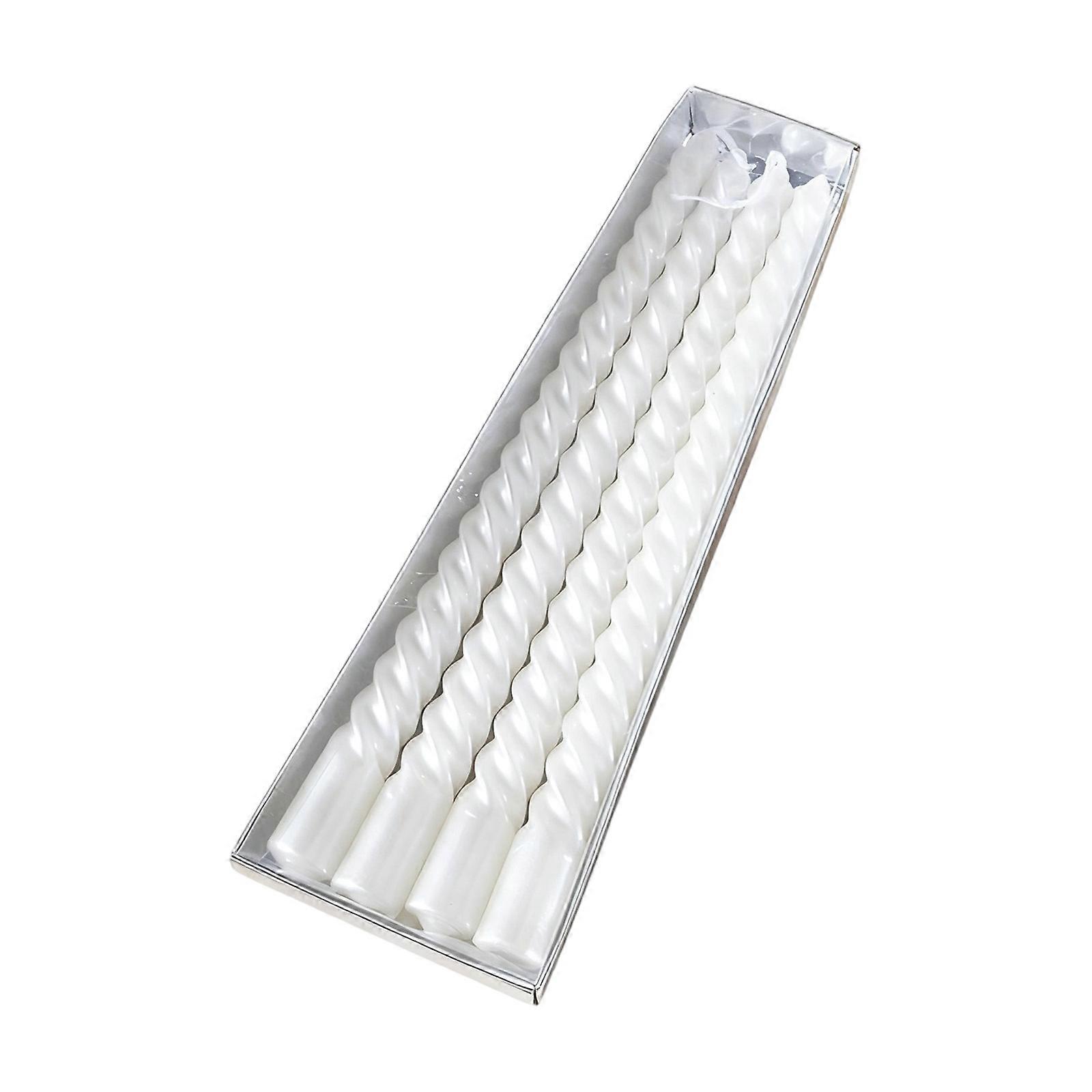 4Pieces Long Use Taper Candle With Smokeless Flame Ideal For Creating Elegant Indoors Decoration  Pearlescent white 25cm